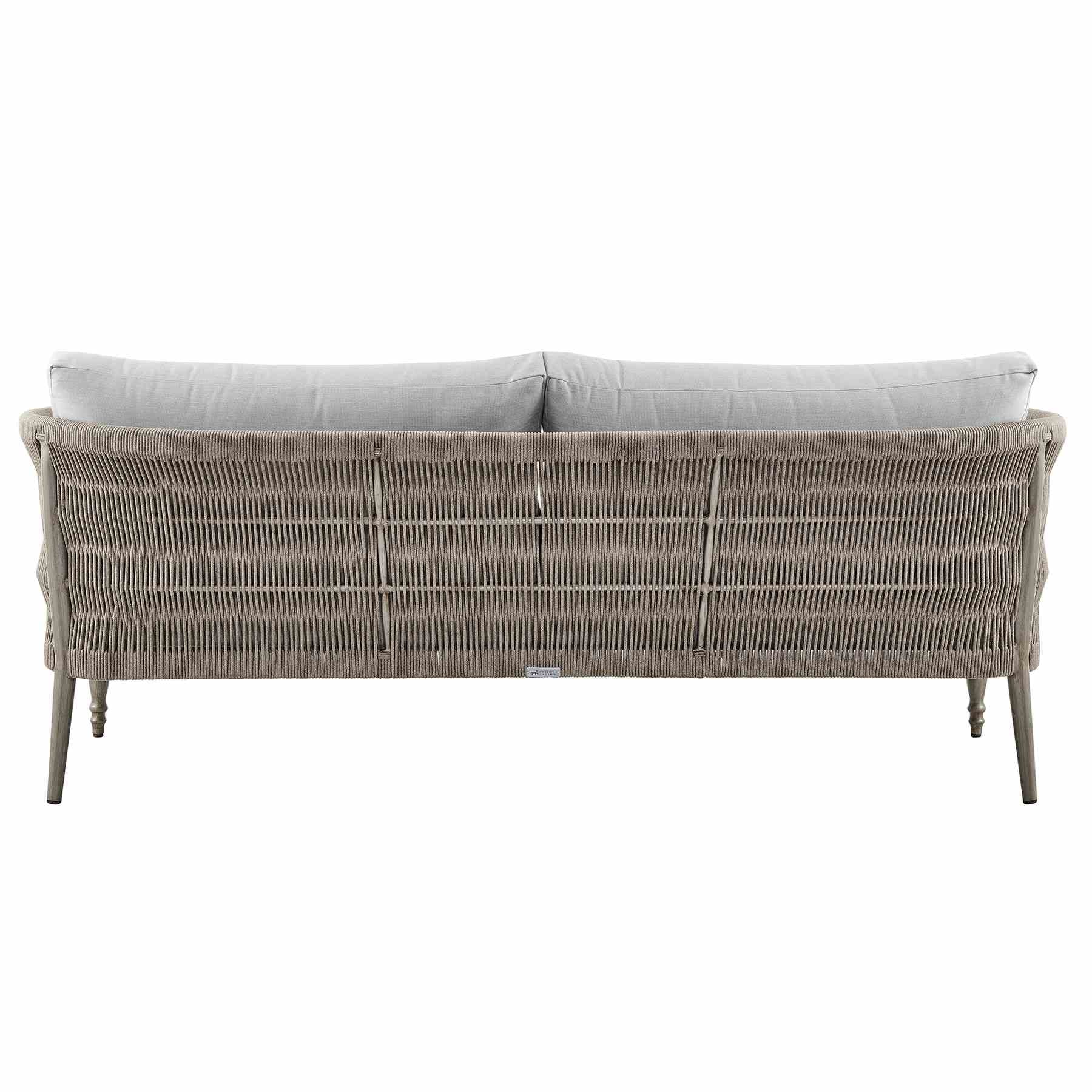 Safari 4 Piece Outdoor Aluminum and Rope Seating Set with Gray Cushions - Image 3