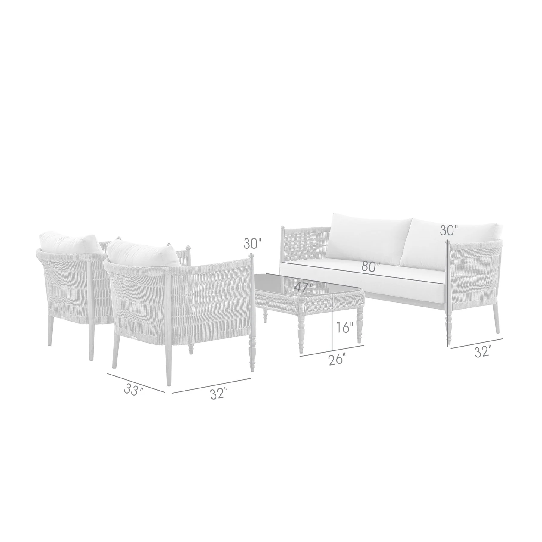Safari Aluminum and Glass Outdoor Coffee Table in Brown with Rope Weaving - Image 4