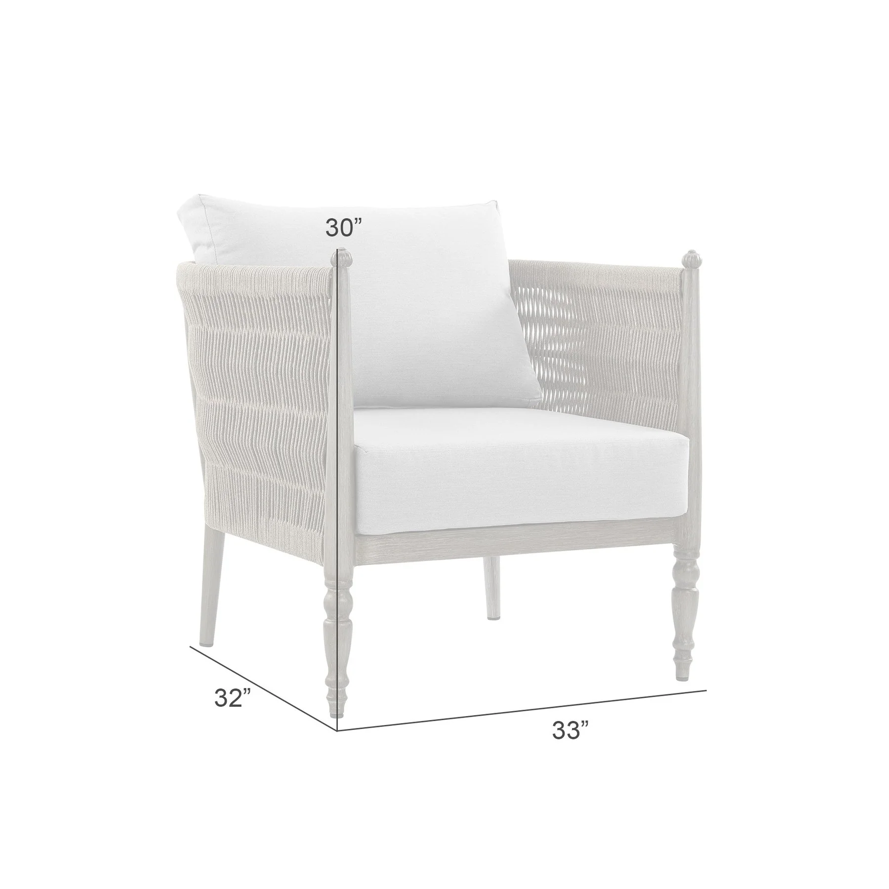 Safari Aluminum and Rope Outdoor Chair in Brown with Gray Cushions - Image 4