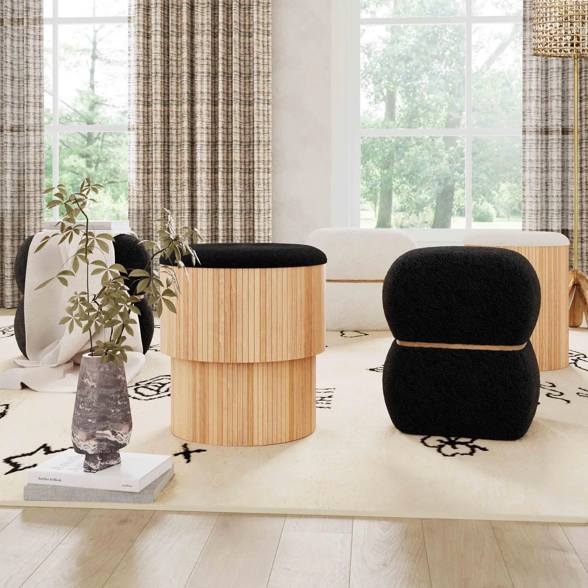 Sagano Black Tiered Storage Ottoman - Image 2