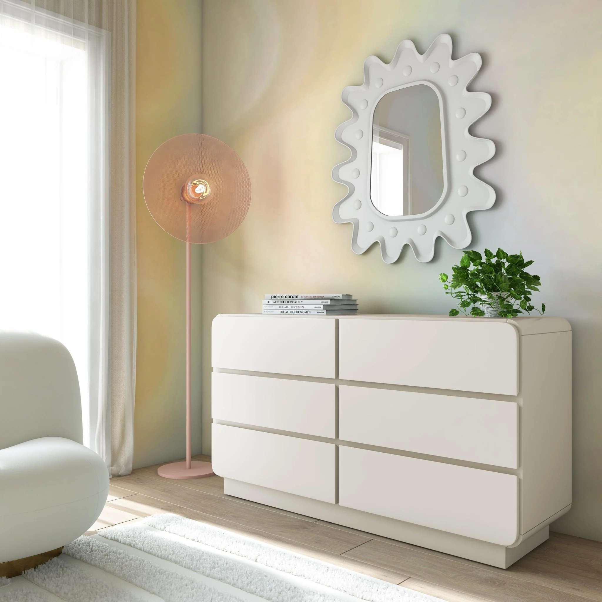Sagura Cream 6-Drawer Dresser - Image 2