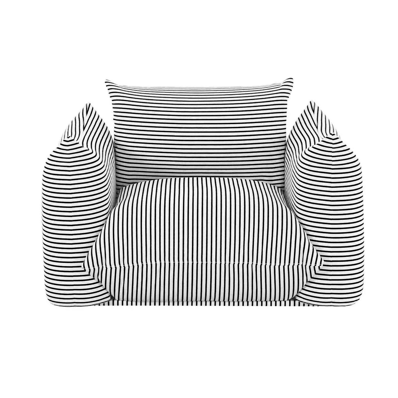 Saint Tropez Pearl and Black Striped Stuffed Outdoor Armchair - Image 3