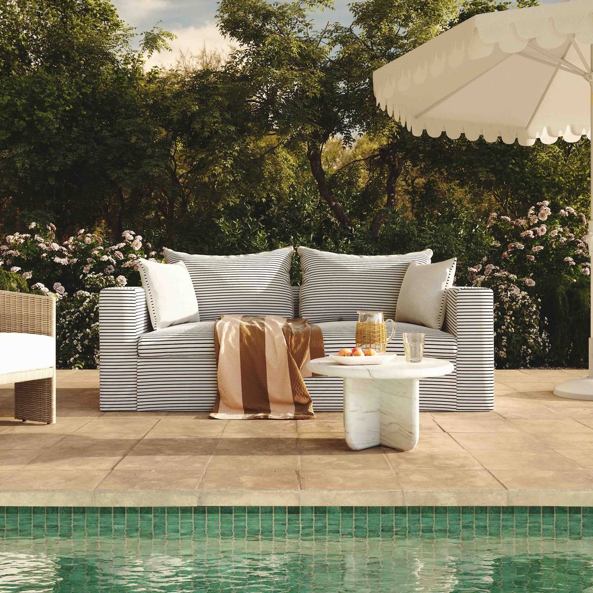 Salty Black Striped Indoor/Outdoor Sofa - Image 2