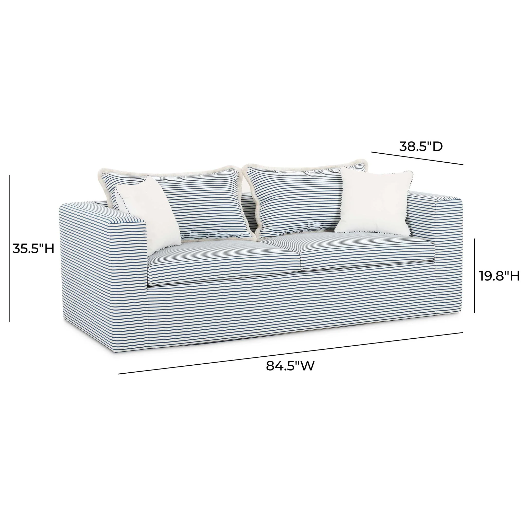 Salty Blue Striped Indoor/Outdoor Sofa - Image 6