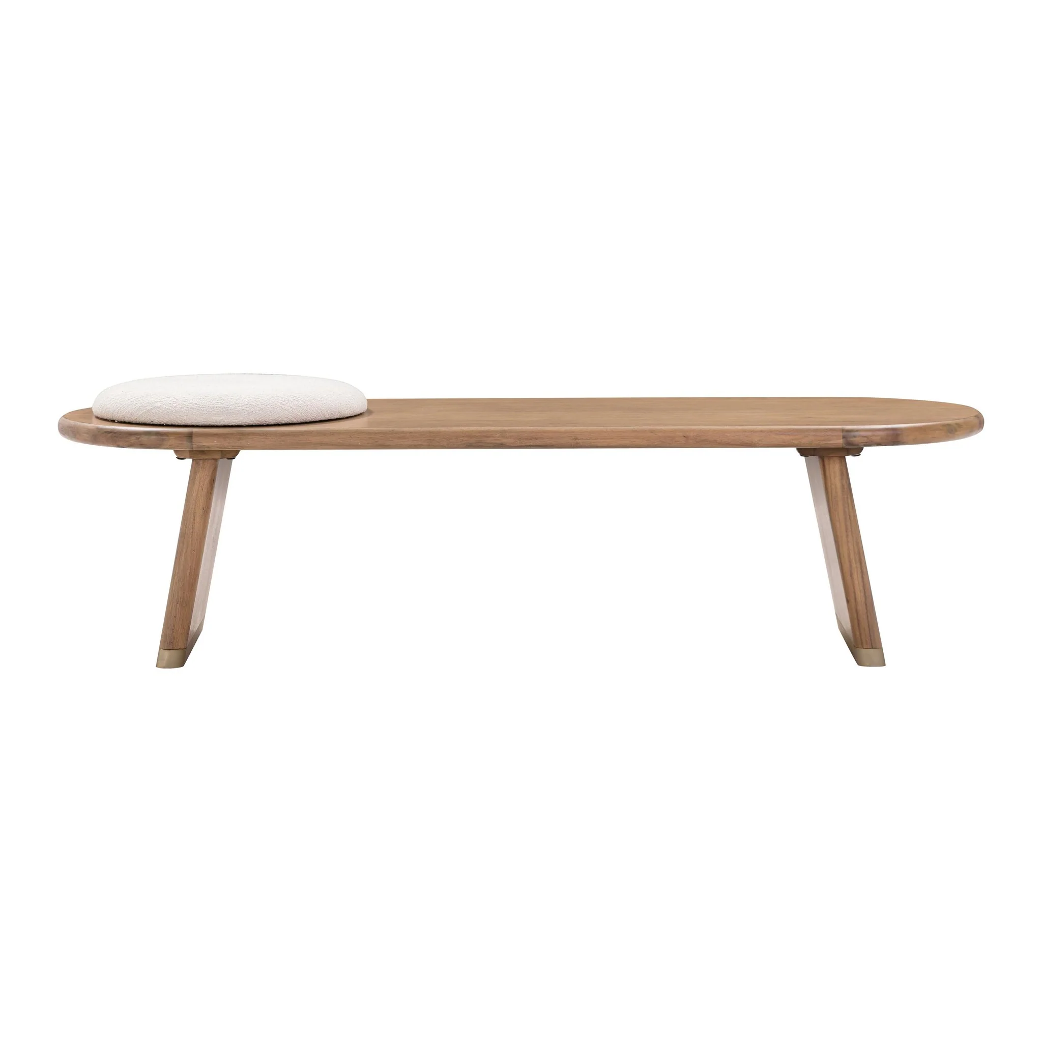 Samantha Cognac Acacia Bench with Boucle Seat - Image 4