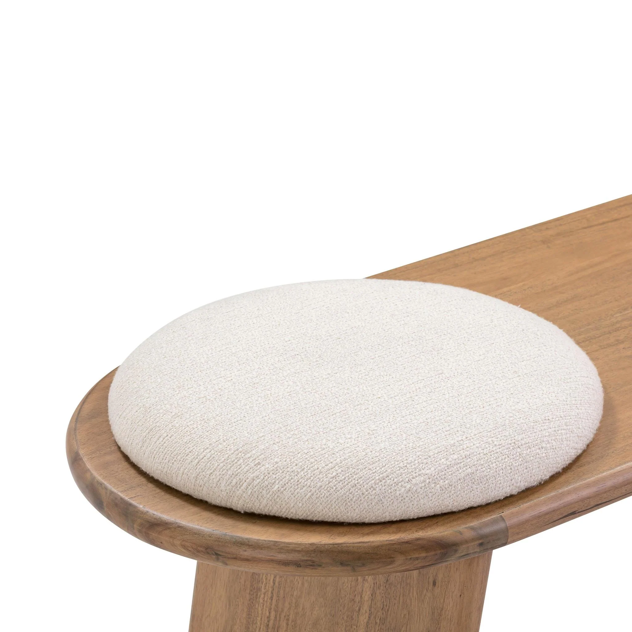 Samantha Cognac Acacia Bench with Boucle Seat - Image 8