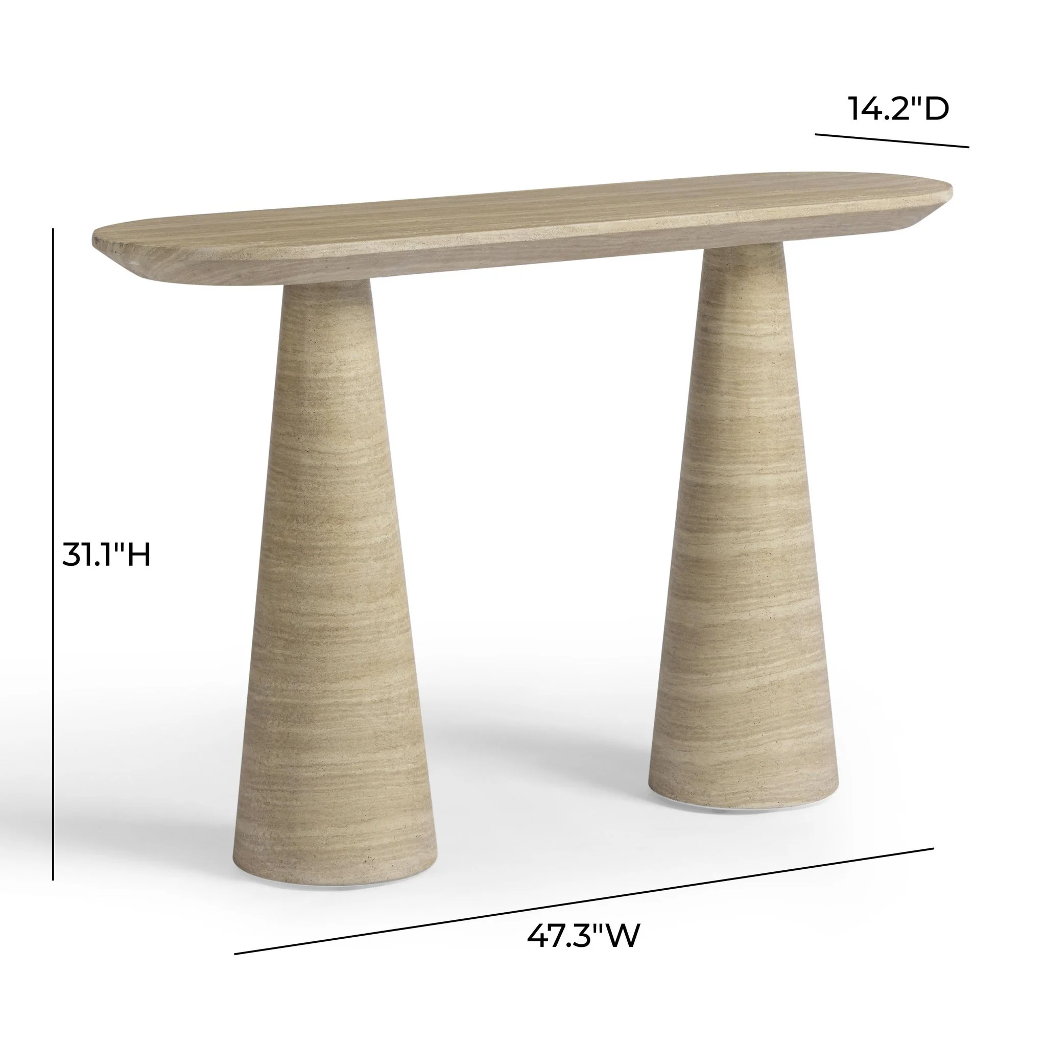 Sandra Faux Travertine Indoor/Outdoor Console Table - Image 6