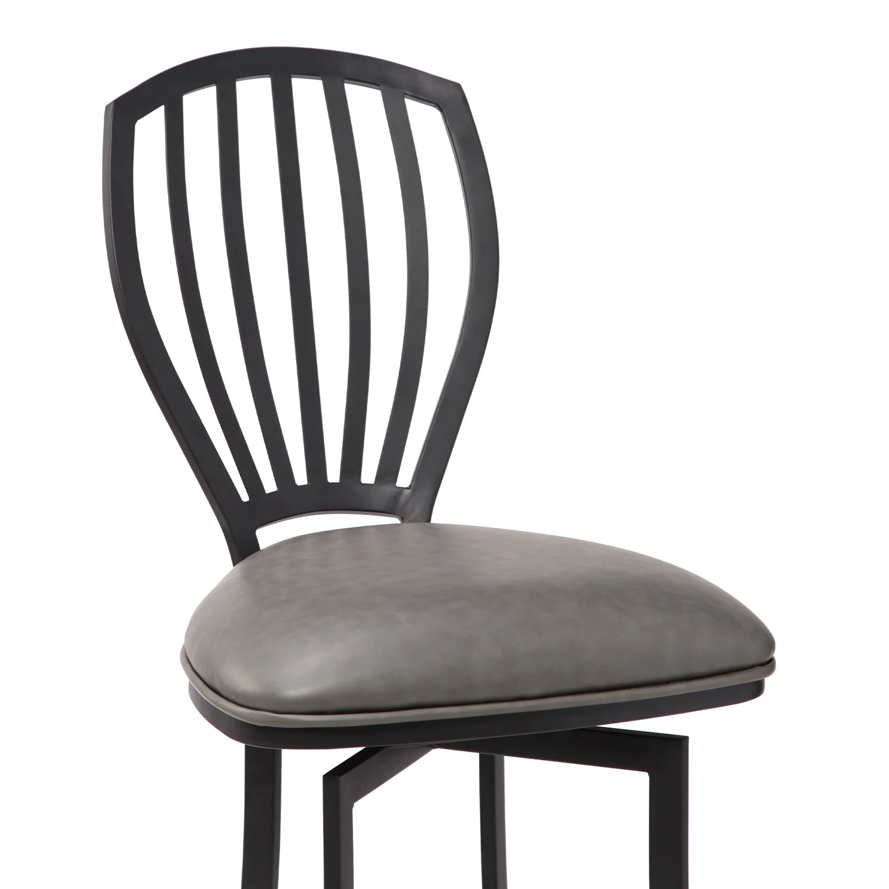 Sandy Contemporary 26" Counter Height Barstool in Matte Black Finish and Vintage Gray Faux Leather - Image 3