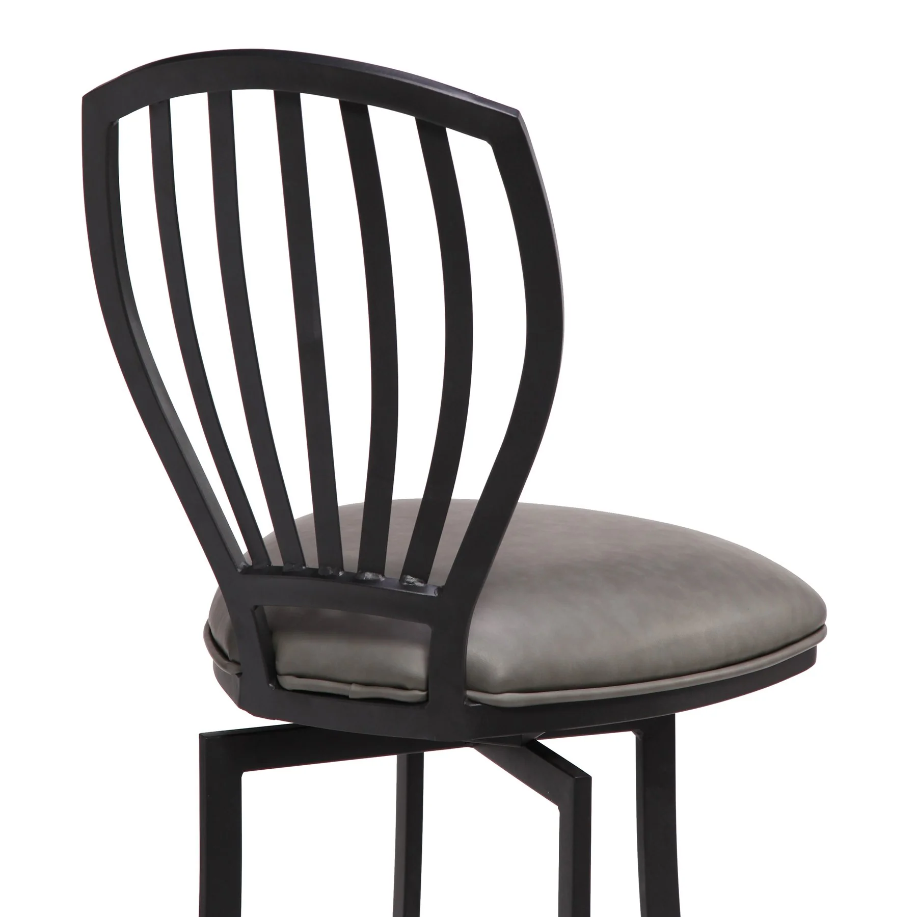 Sandy Contemporary 26" Counter Height Barstool in Matte Black Finish and Vintage Gray Faux Leather - Image 4