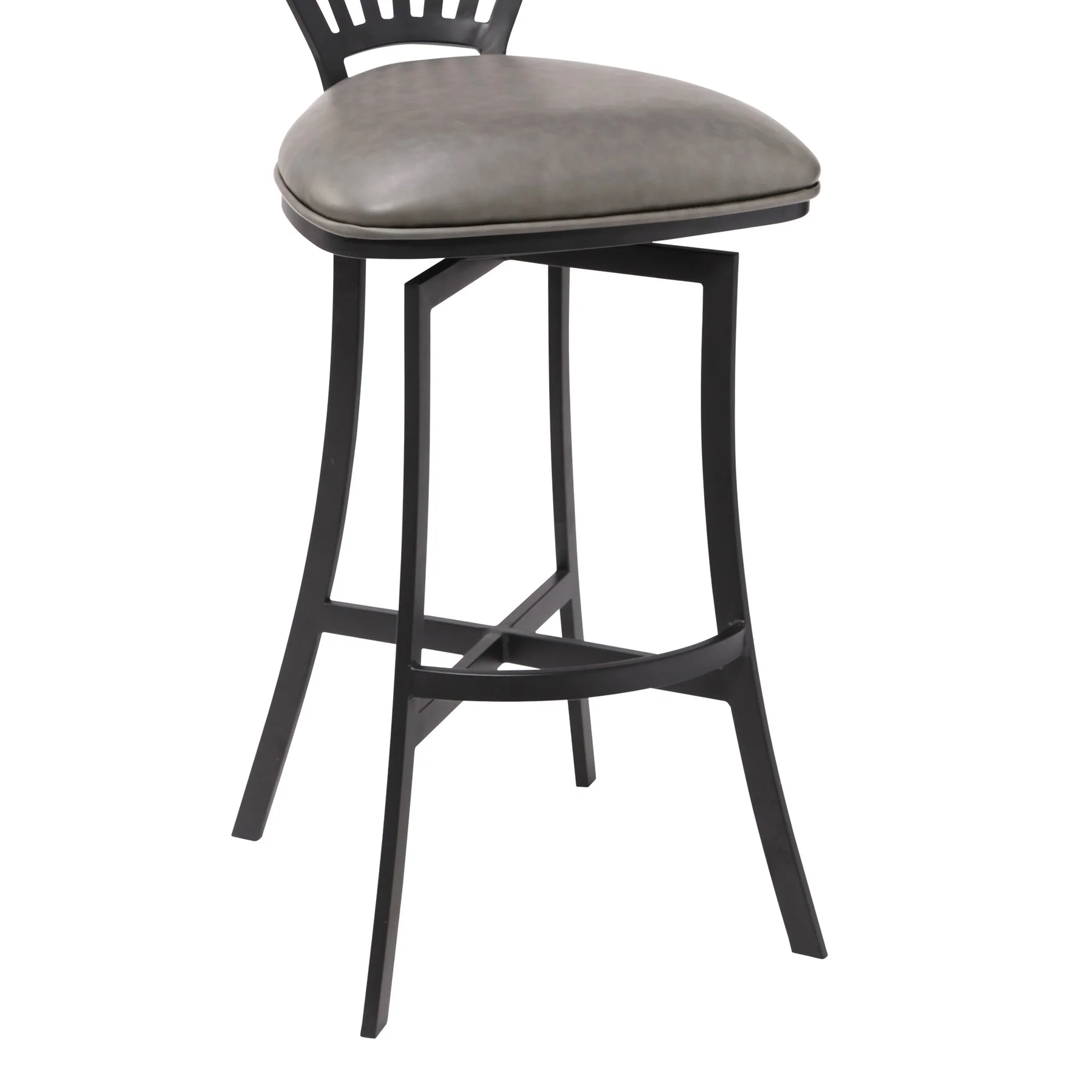 Sandy Contemporary 26" Counter Height Barstool in Matte Black Finish and Vintage Gray Faux Leather - Image 5