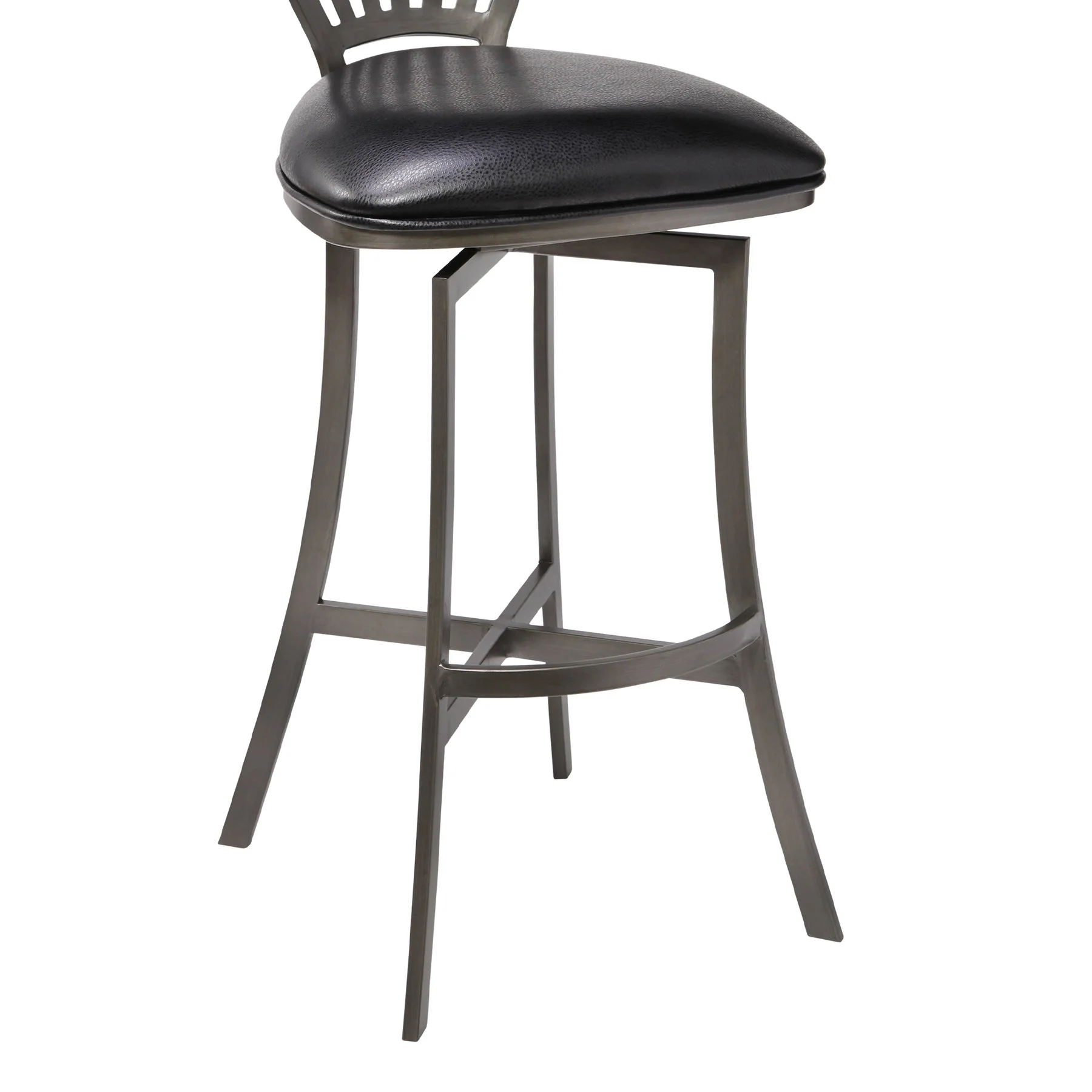 Sandy Contemporary 30" Bar Height Barstool in Mineral Finish and Black Faux Leather - Image 5