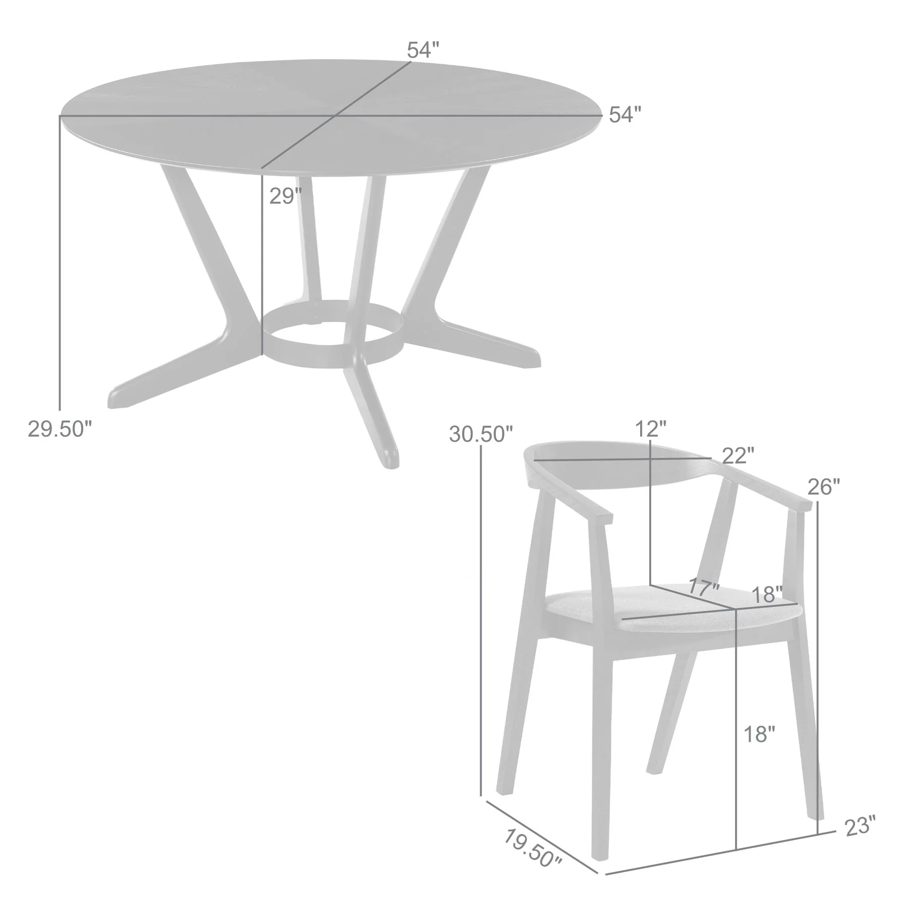 Santana 5 Piece Round Black Wood Dining Table Set with Charcoal Fabric - Image 10