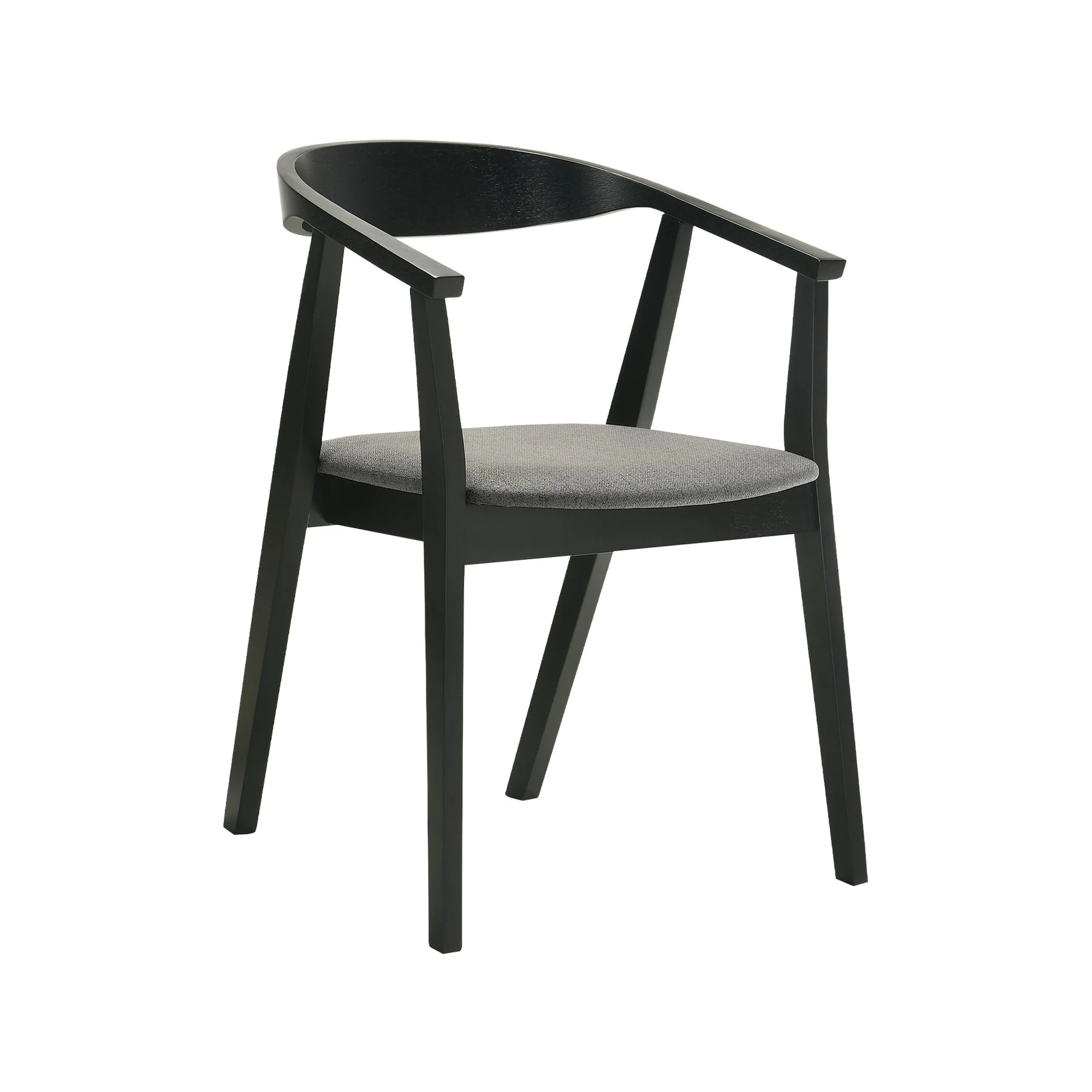 Santana 5 Piece Round Black Wood Dining Table Set with Charcoal Fabric - Image 2