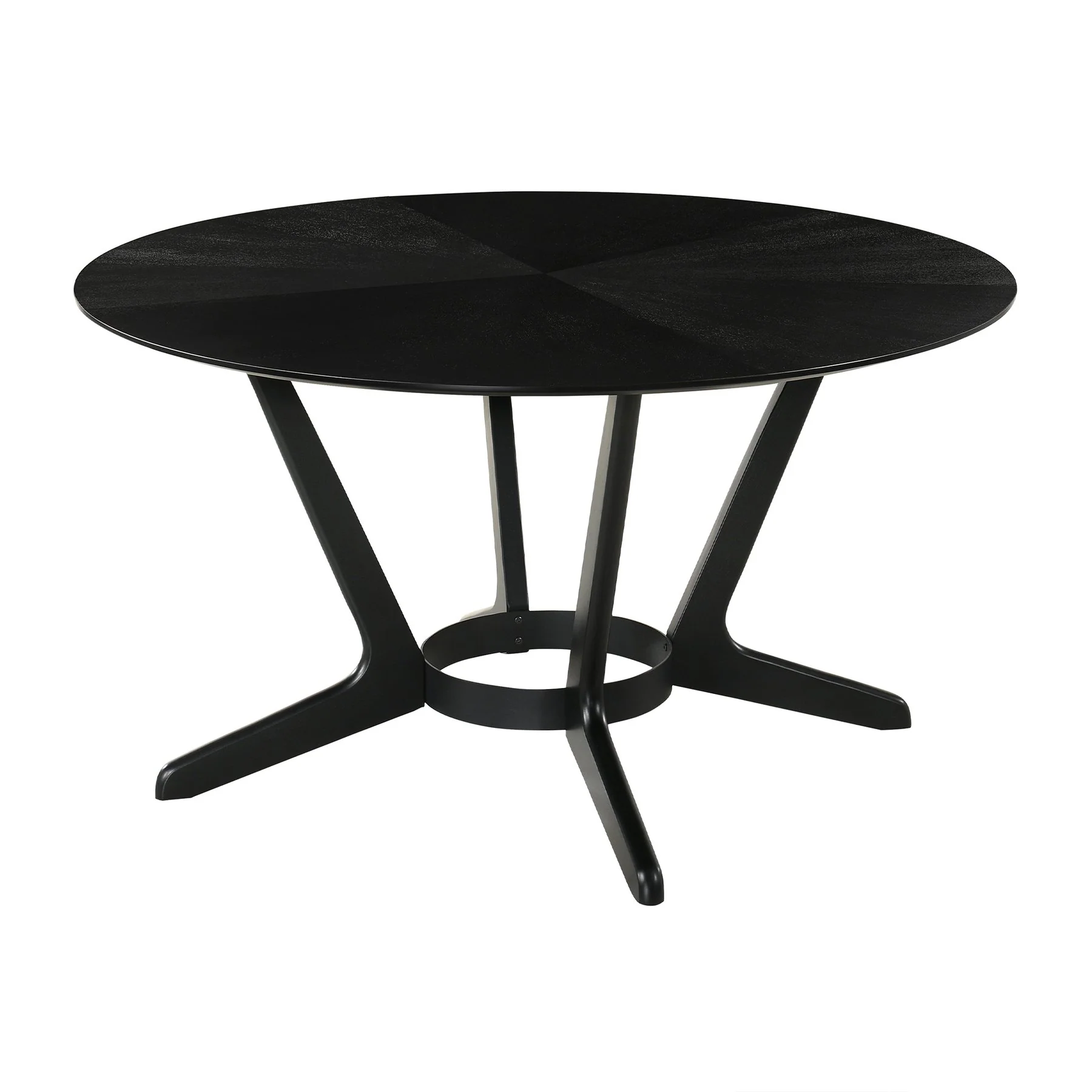 Santana 5 Piece Round Black Wood Dining Table Set with Charcoal Fabric - Image 4