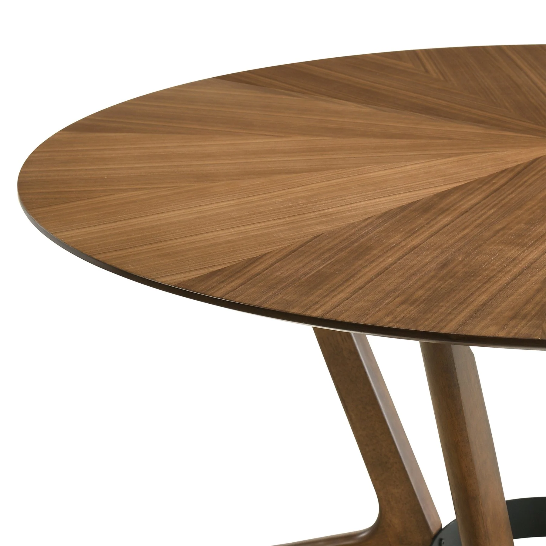 Santana 5 Piece Round Walnut Wood Dining Table Set with Orange Fabric - Image 8