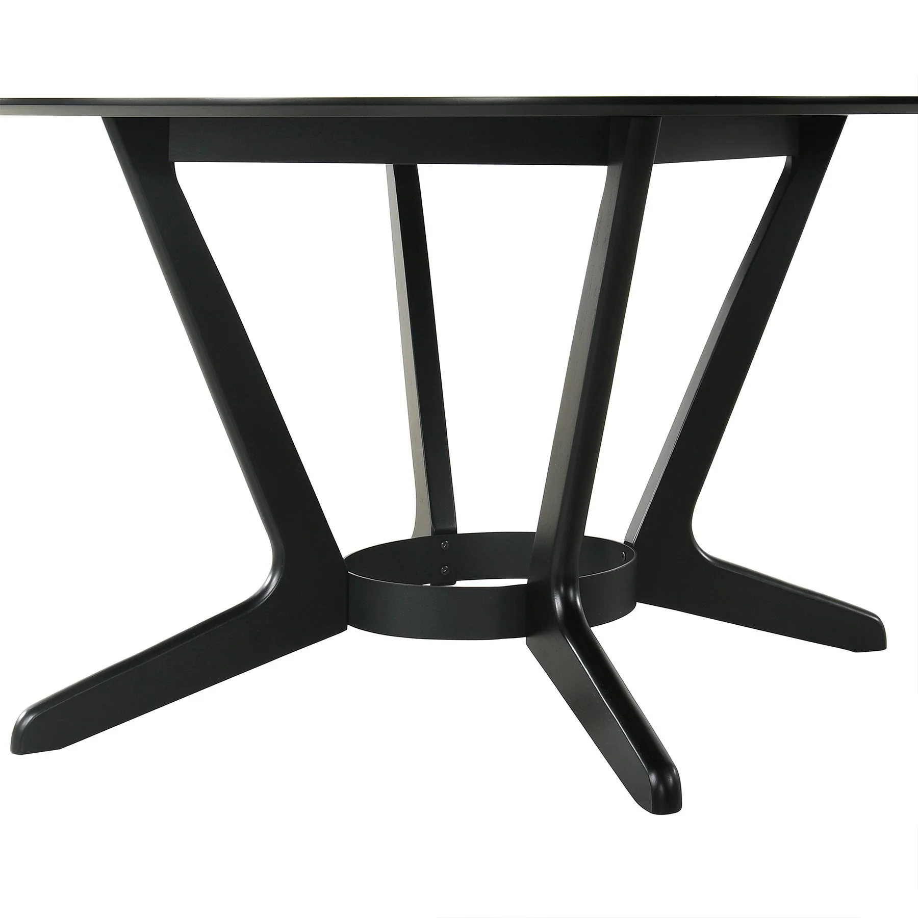 Santana 7 Piece Round Black Wood Dining Table Set with Charcoal Fabric - Image 9