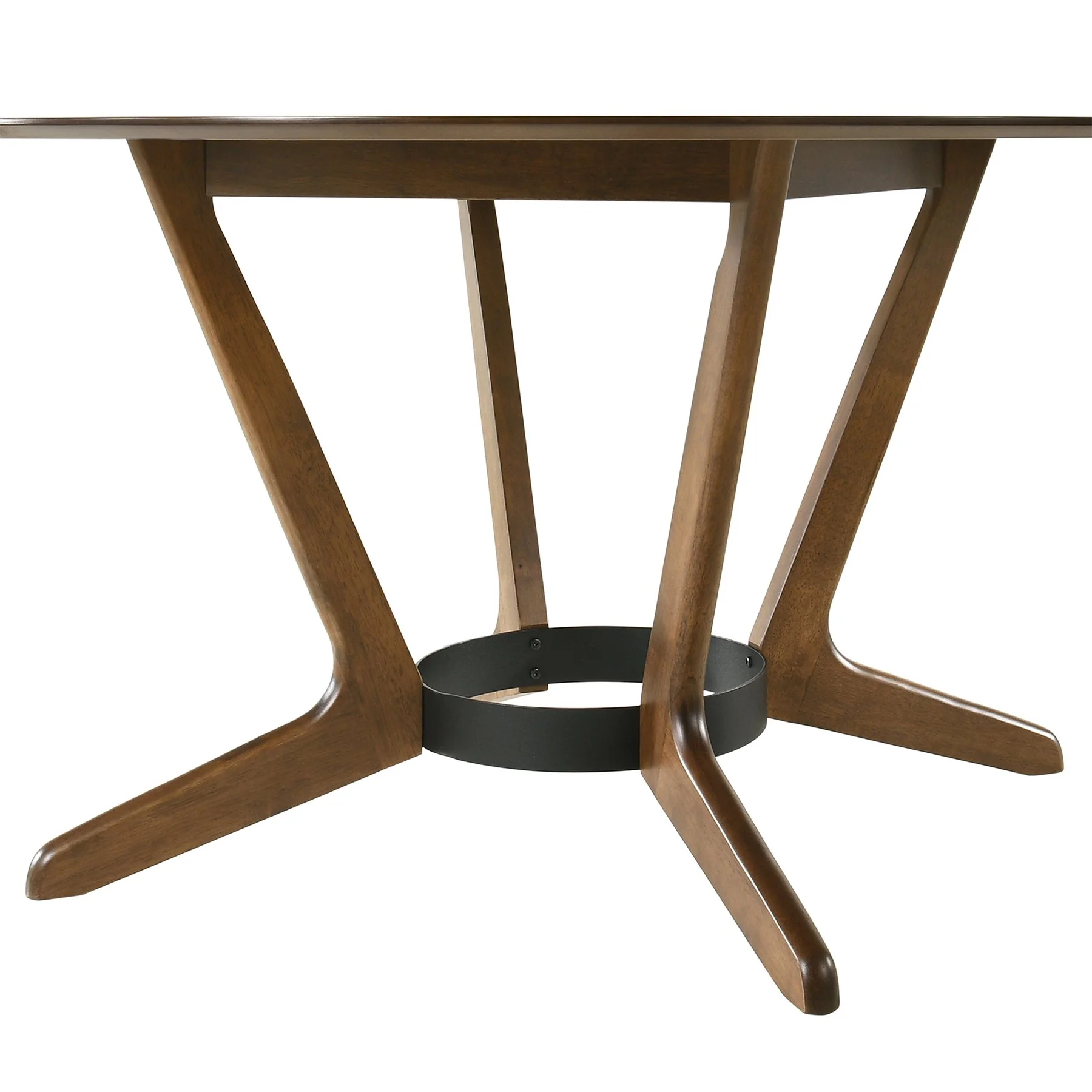 Santana 7 Piece Round Walnut Wood Dining Table Set with Charcoal Fabric - Image 9