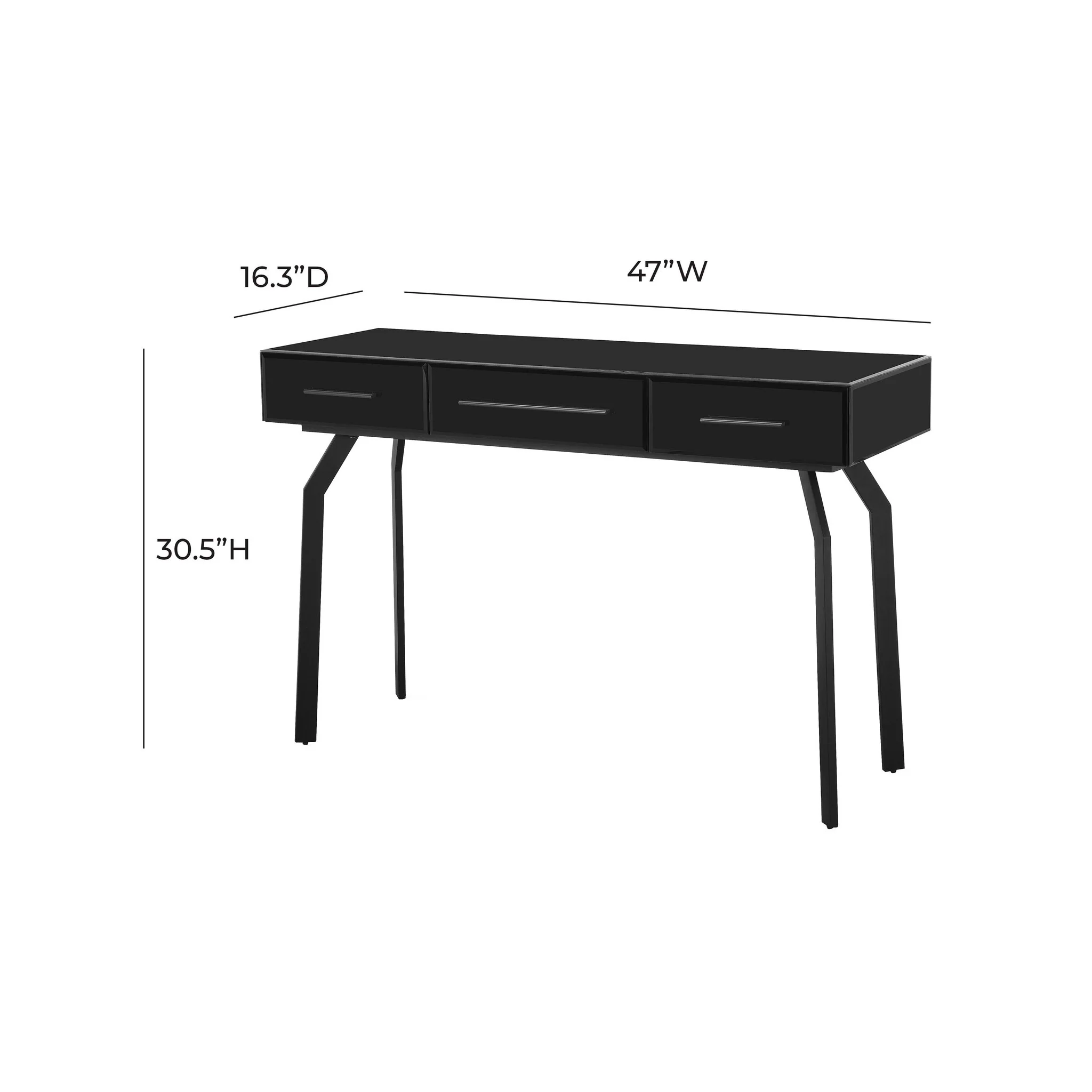 Santana Black Glass Desk Console Table - Image 6