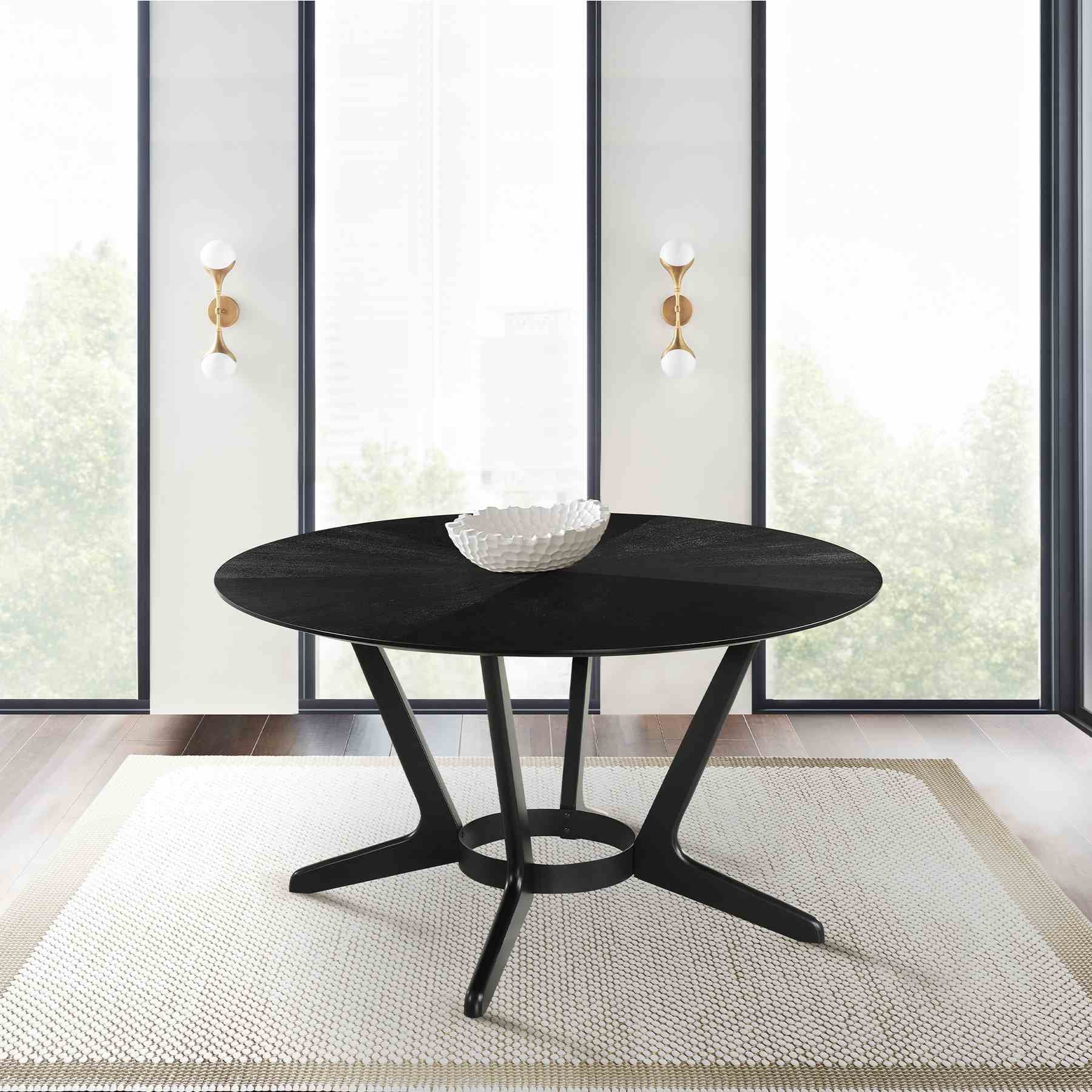 Santana Round Wood Dining Table in Black Finish - Image 6