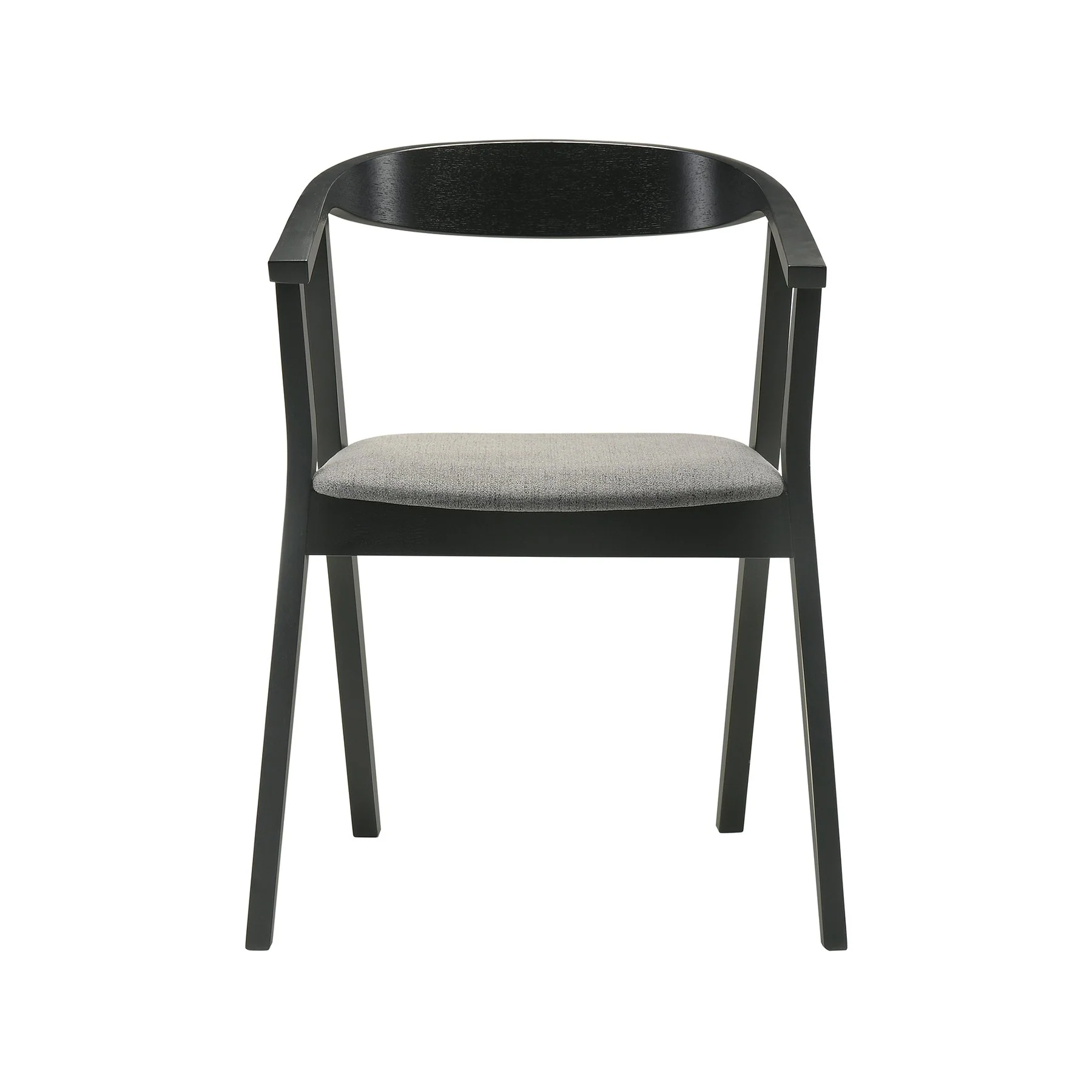 Santana Wood Dining Chair in Black Finish with Charcoal Fabric - Set of 2 - Image 3