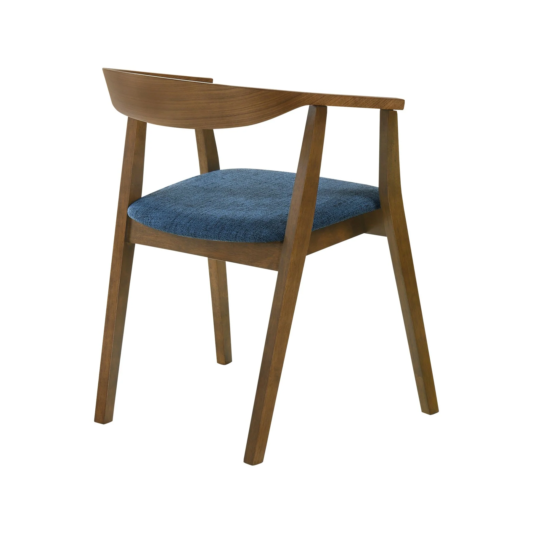 Santana Wood Dining Chair in Walnut Finish with Blue Fabric - Set of 2 - Image 4
