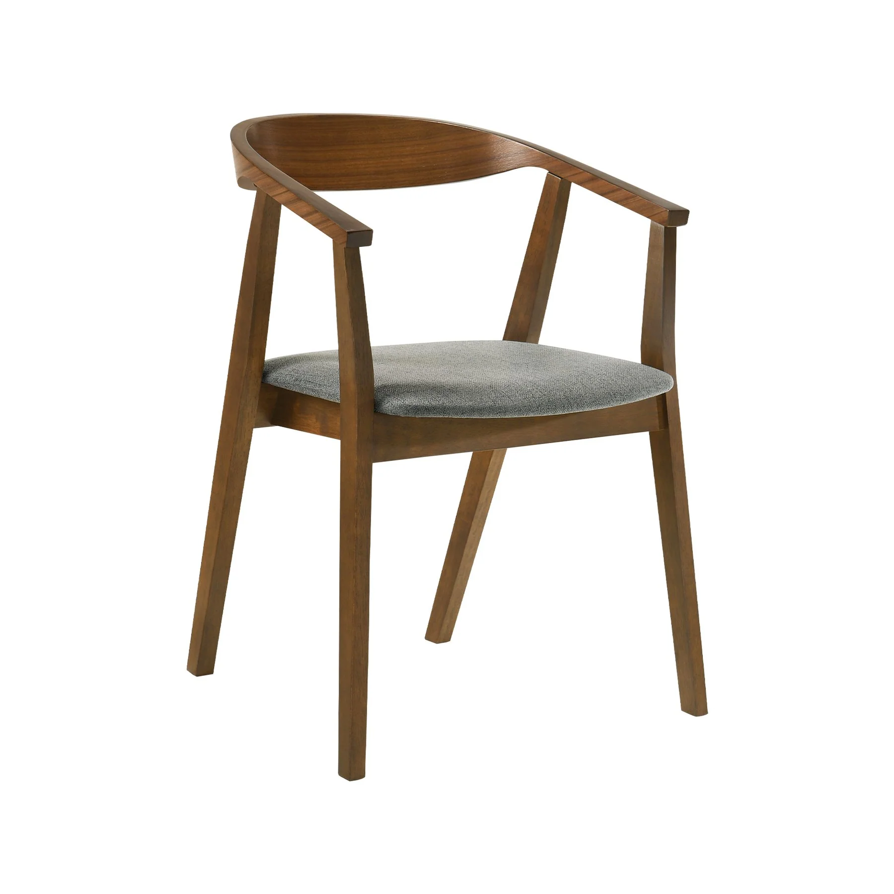 Santana Wood Dining Chair in Walnut Finish with Charcoal Fabric - Set of 2 - Image 2