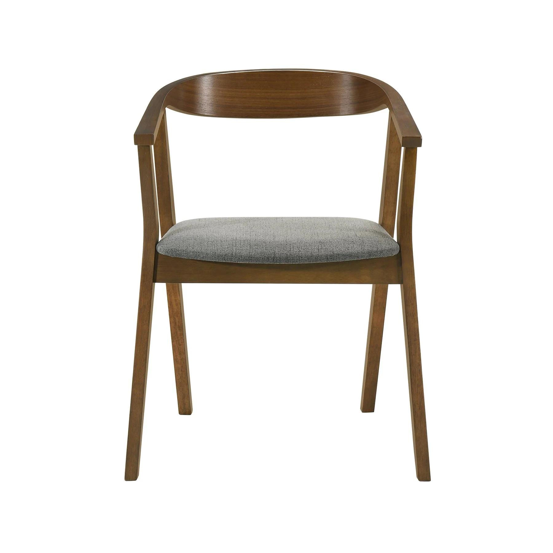 Santana Wood Dining Chair in Walnut Finish with Charcoal Fabric - Set of 2 - Image 3
