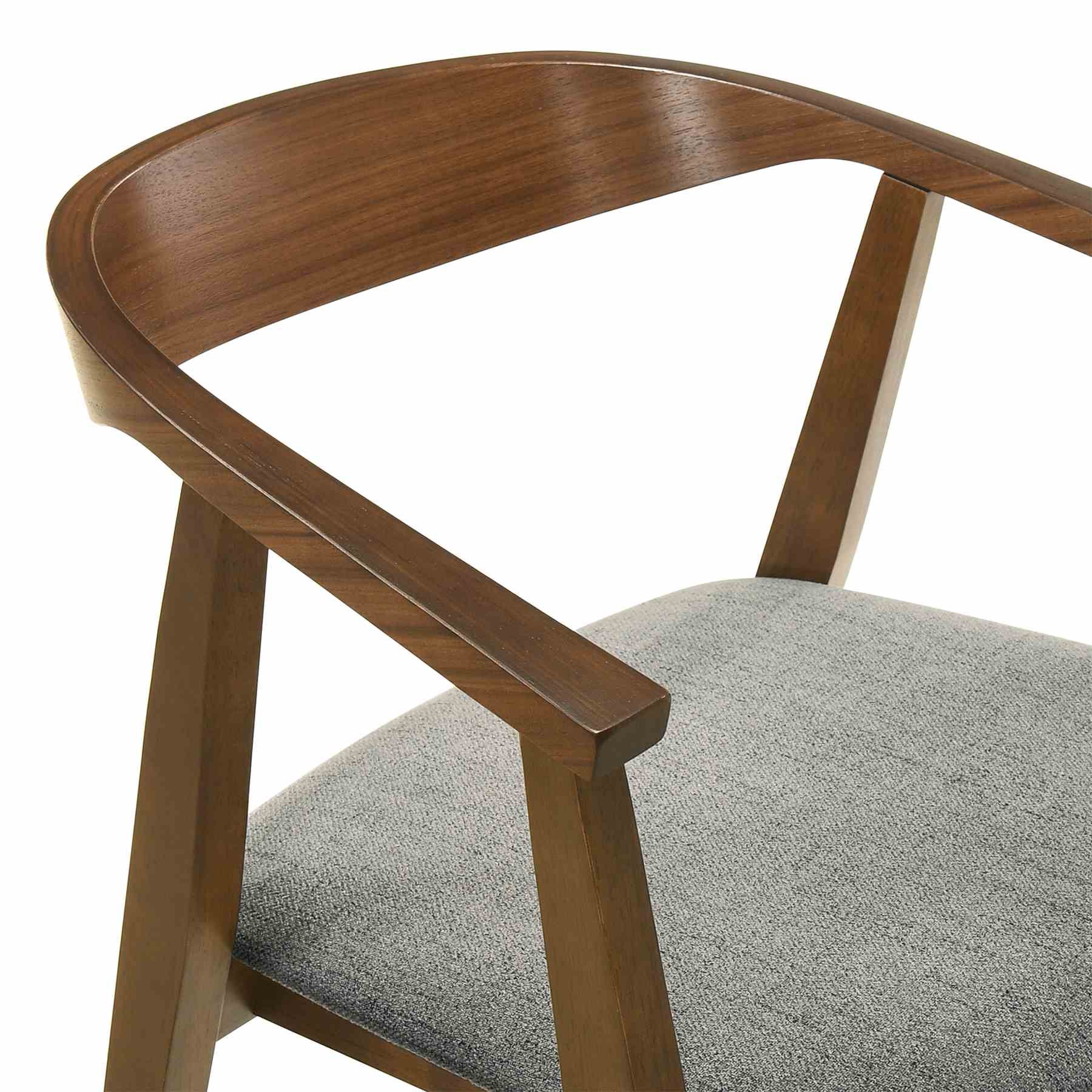Santana Wood Dining Chair in Walnut Finish with Charcoal Fabric - Set of 2 - Image 5