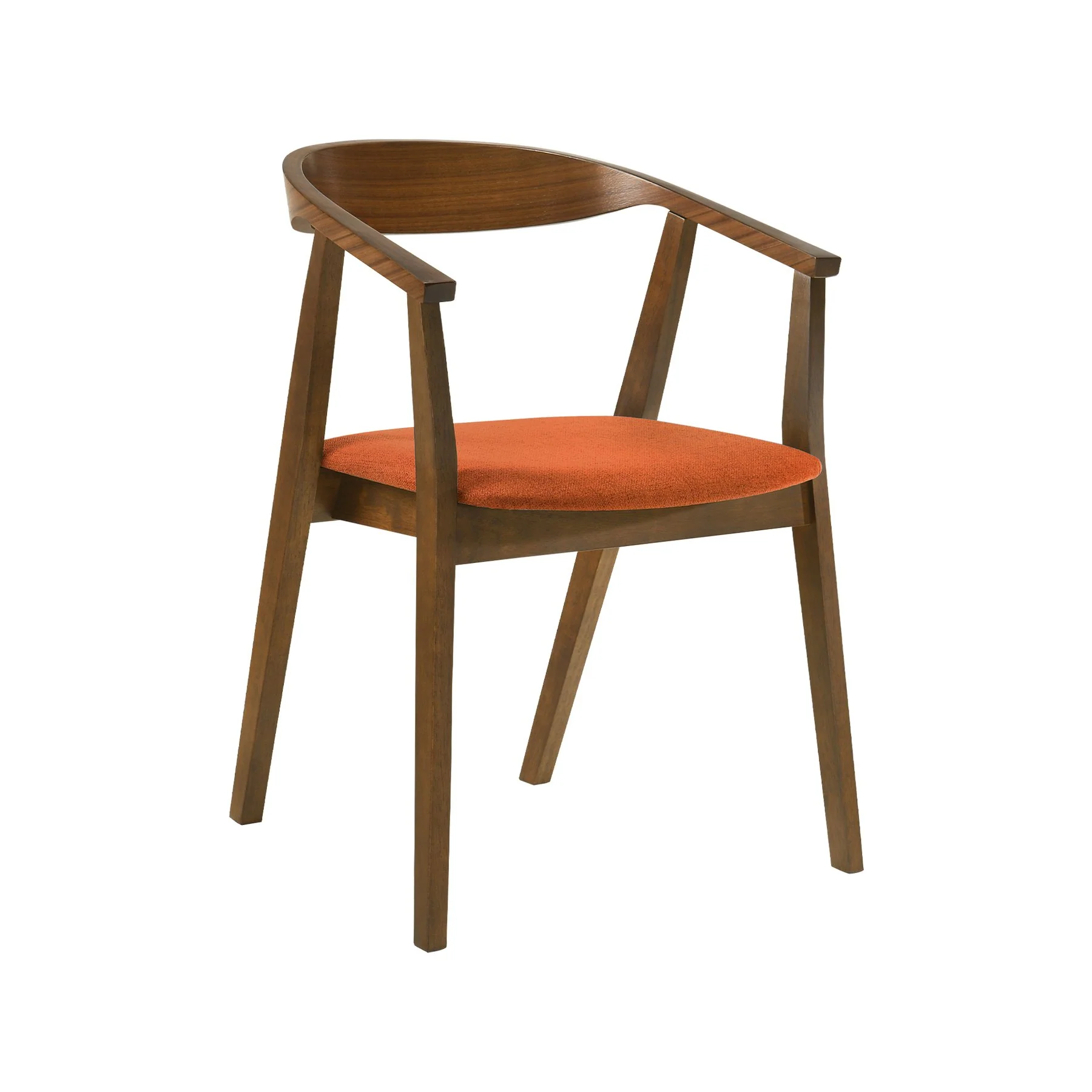 Santana Wood Dining Chair in Walnut Finish with Orange Fabric - Set of 2 - Image 2