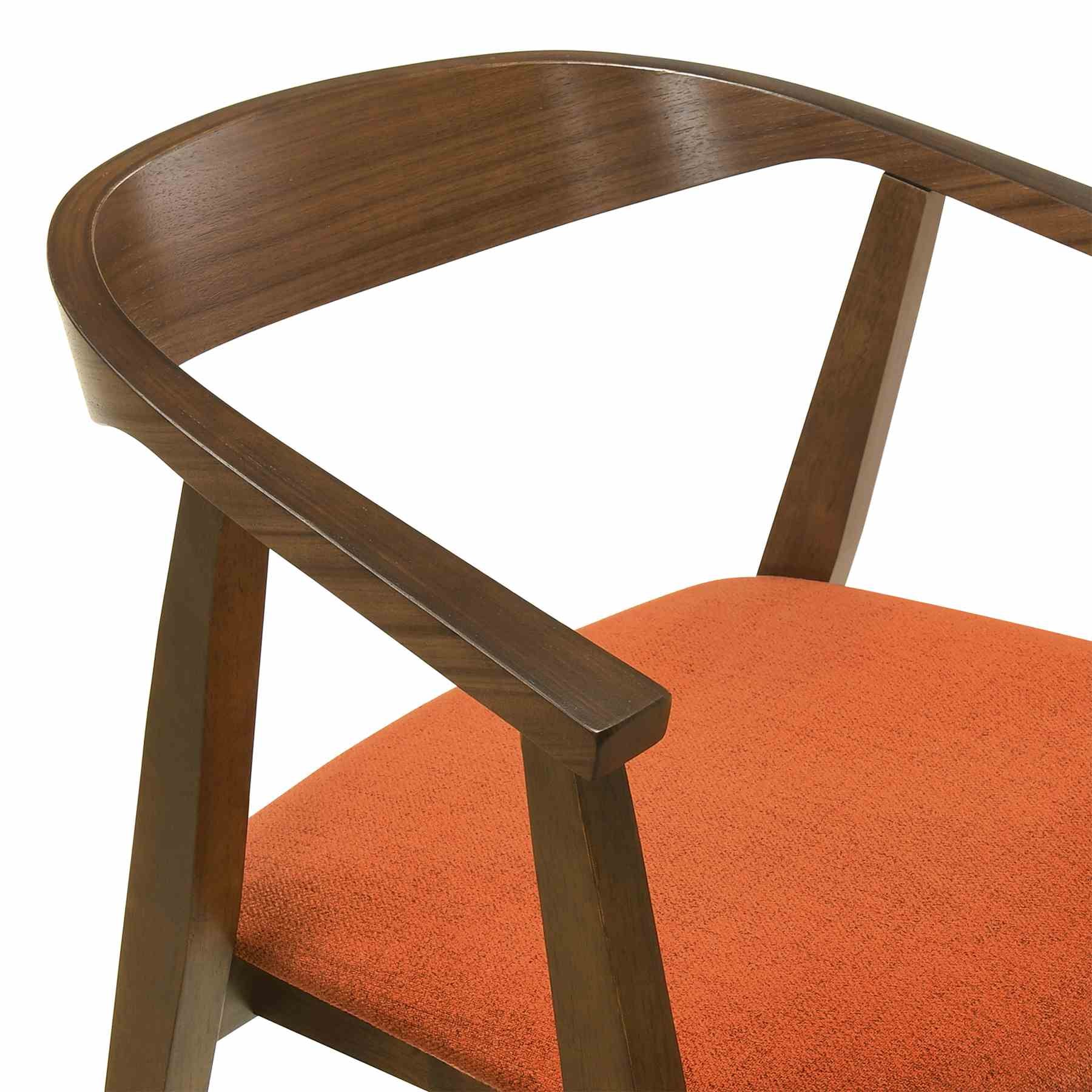 Santana Wood Dining Chair in Walnut Finish with Orange Fabric - Set of 2 - Image 5