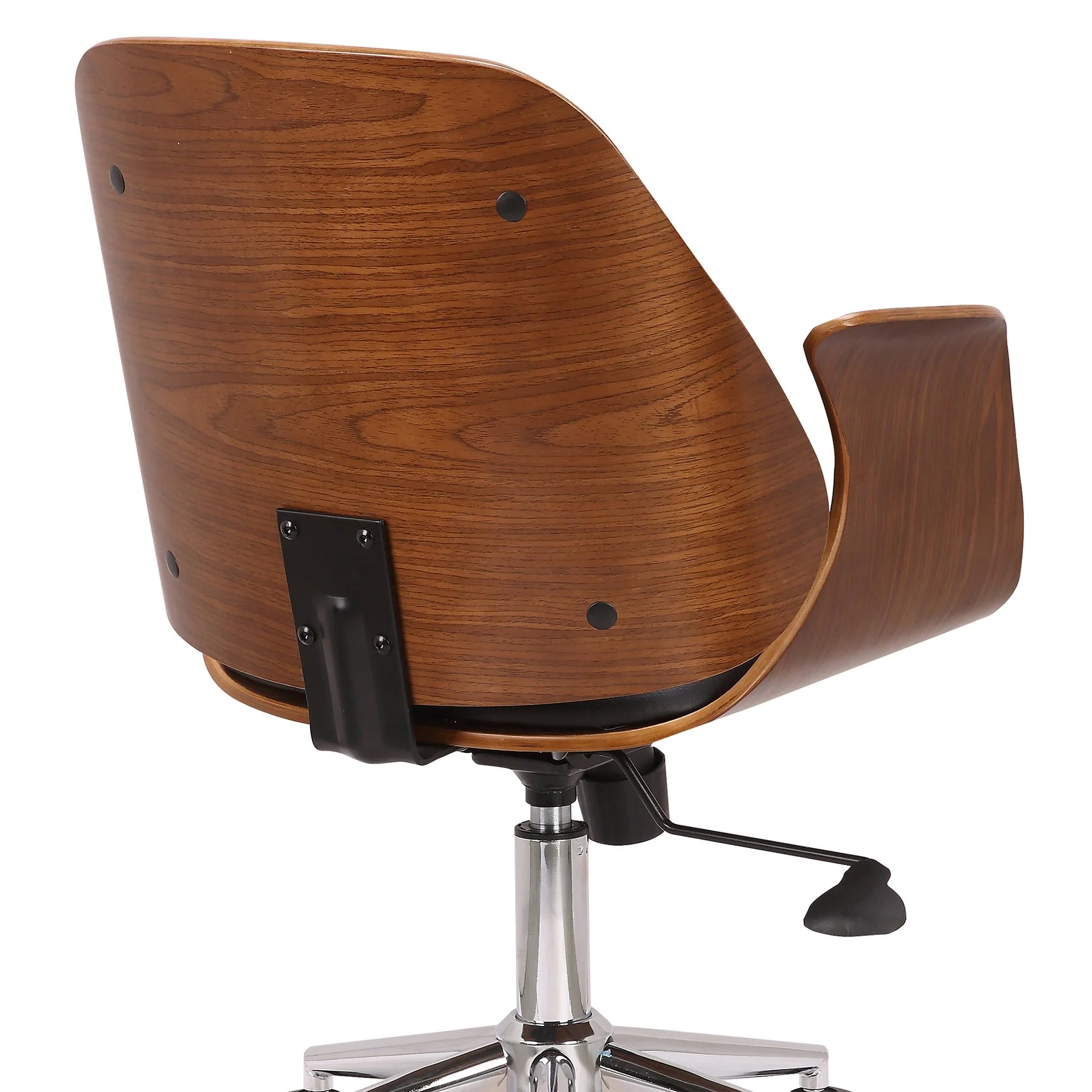 Santiago Mid-Century Office Chair in Black Faux Leather with Walnut Wood Finish - Image 5
