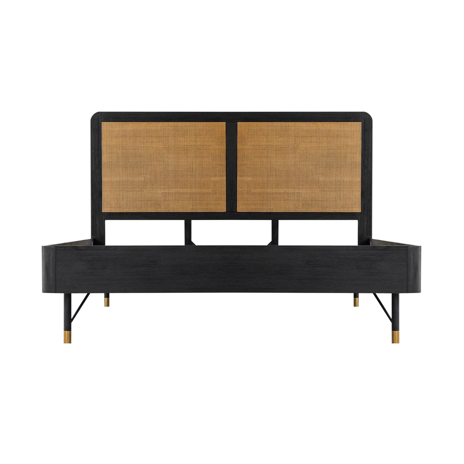 Saratoga 3 Piece King Bedroom Set in Black Acacia Wood and Rattan - Image 2