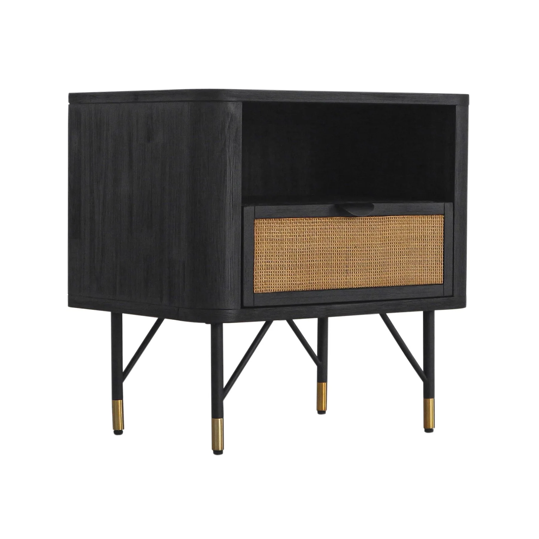 Saratoga 3 Piece King Bedroom Set in Black Acacia Wood and Rattan - Image 4