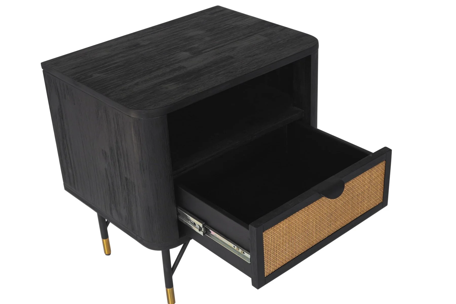 Saratoga 3 Piece King Bedroom Set in Black Acacia Wood and Rattan - Image 8