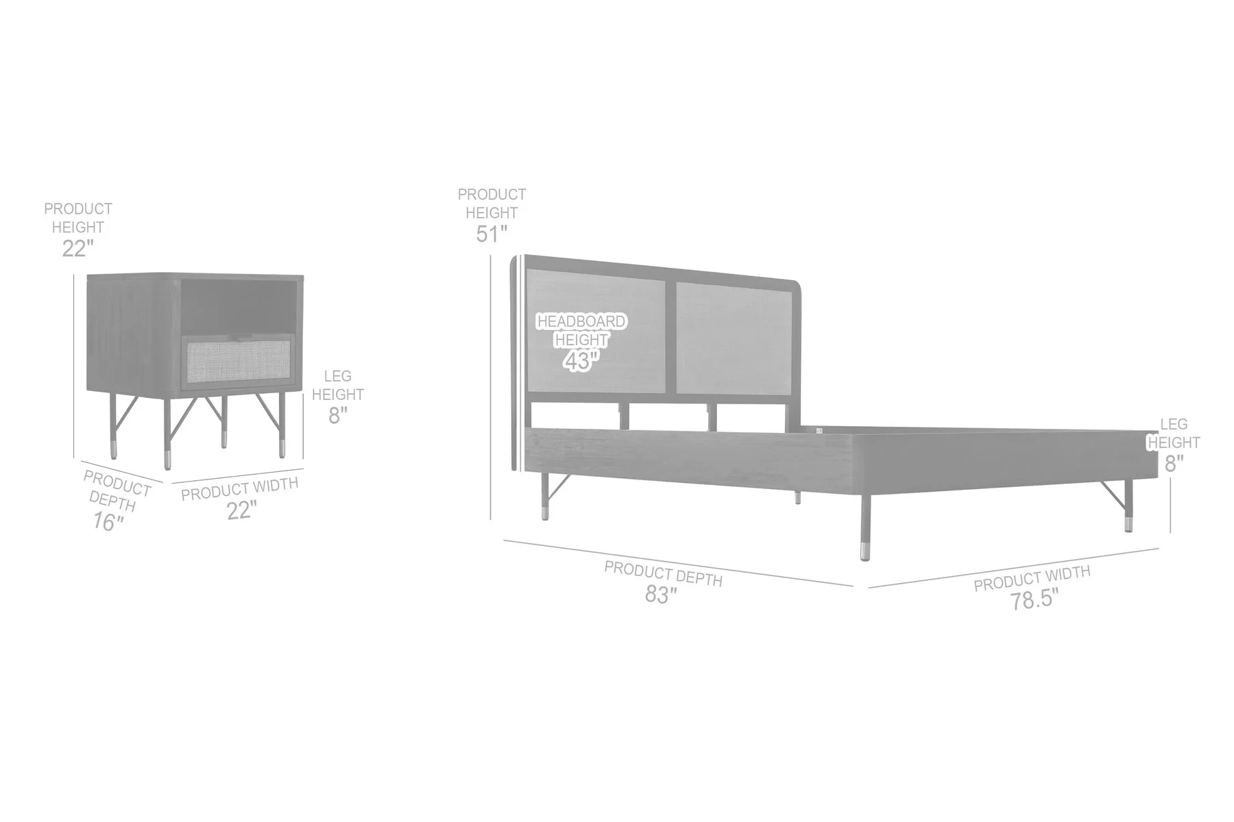 Saratoga 3 Piece King Bedroom Set in Black Acacia Wood and Rattan - Image 9