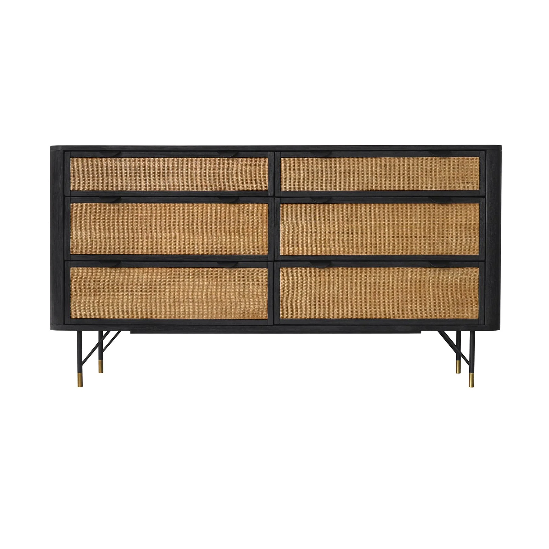 Saratoga 4 Piece King Bedroom Set in Black Acacia Wood and Rattan - Image 4