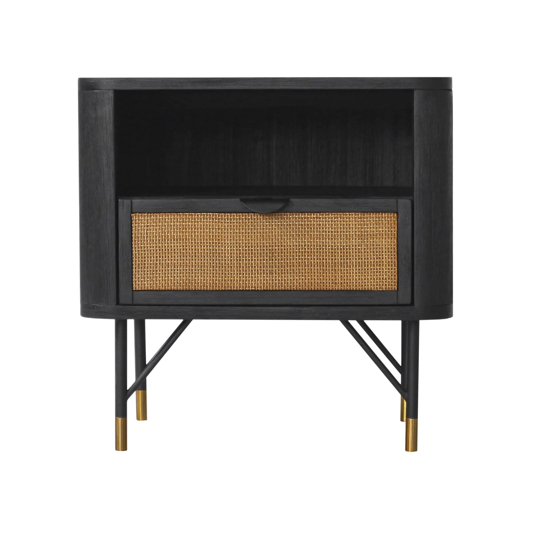 Saratoga 4 Piece King Bedroom Set in Black Acacia Wood and Rattan - Image 6