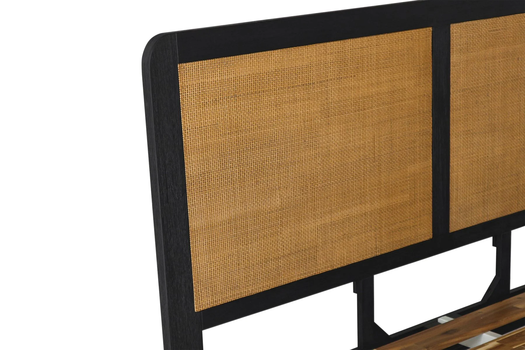 Saratoga 4 Piece King Bedroom Set in Black Acacia Wood and Rattan - Image 8