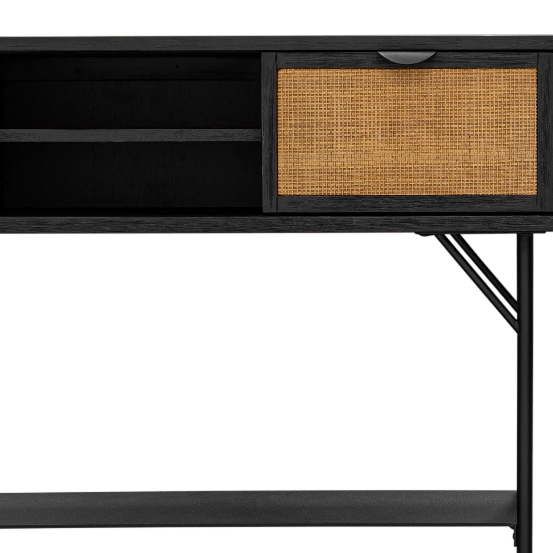 Saratoga Console Table in Black Acacia with Rattan - Image 5