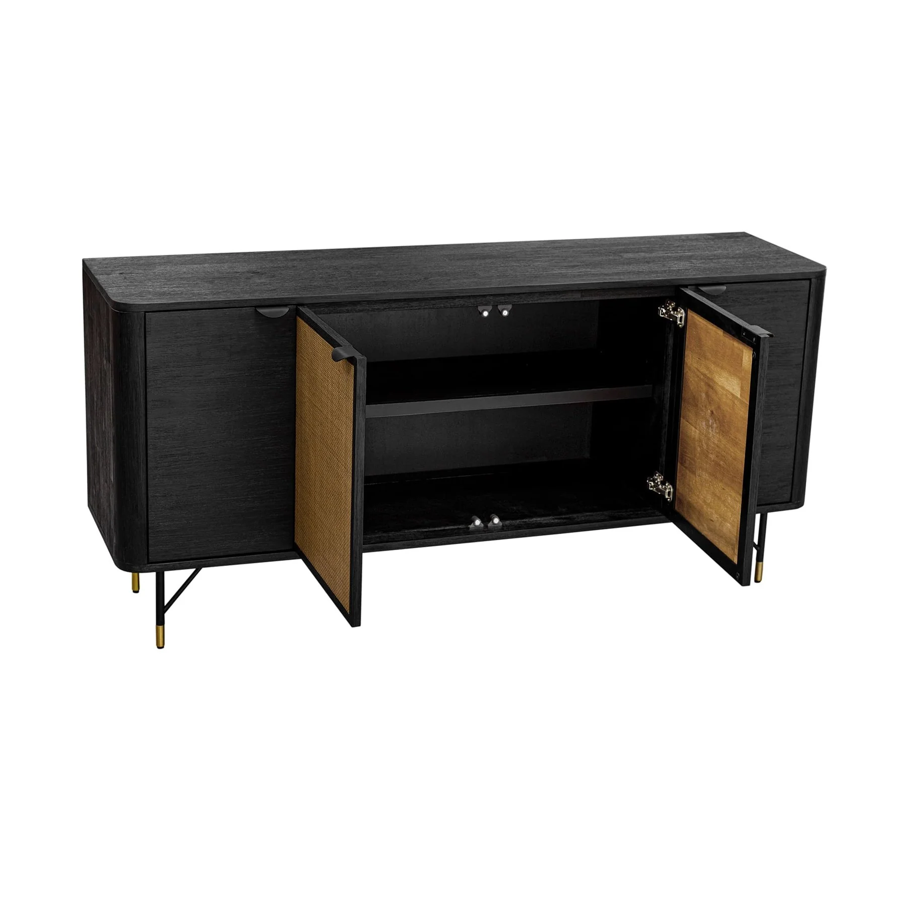 Saratoga Sideboard Buffet in Black Acacia with Rattan - Image 3