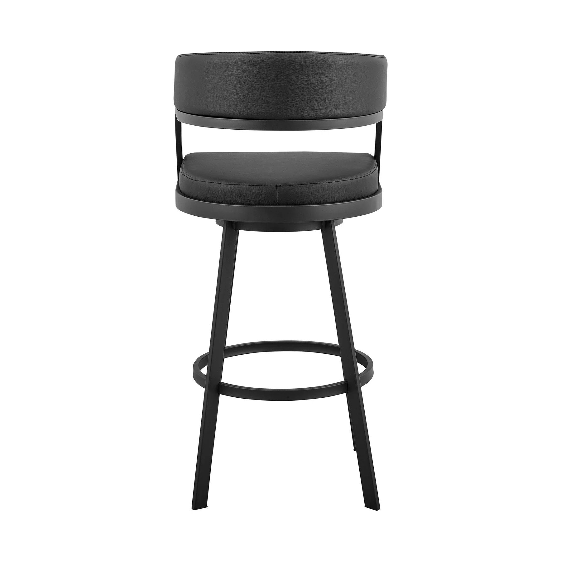 Saturn 26" Counter Height Swivel Black Faux Leather and Metal Bar Stool - Image 5