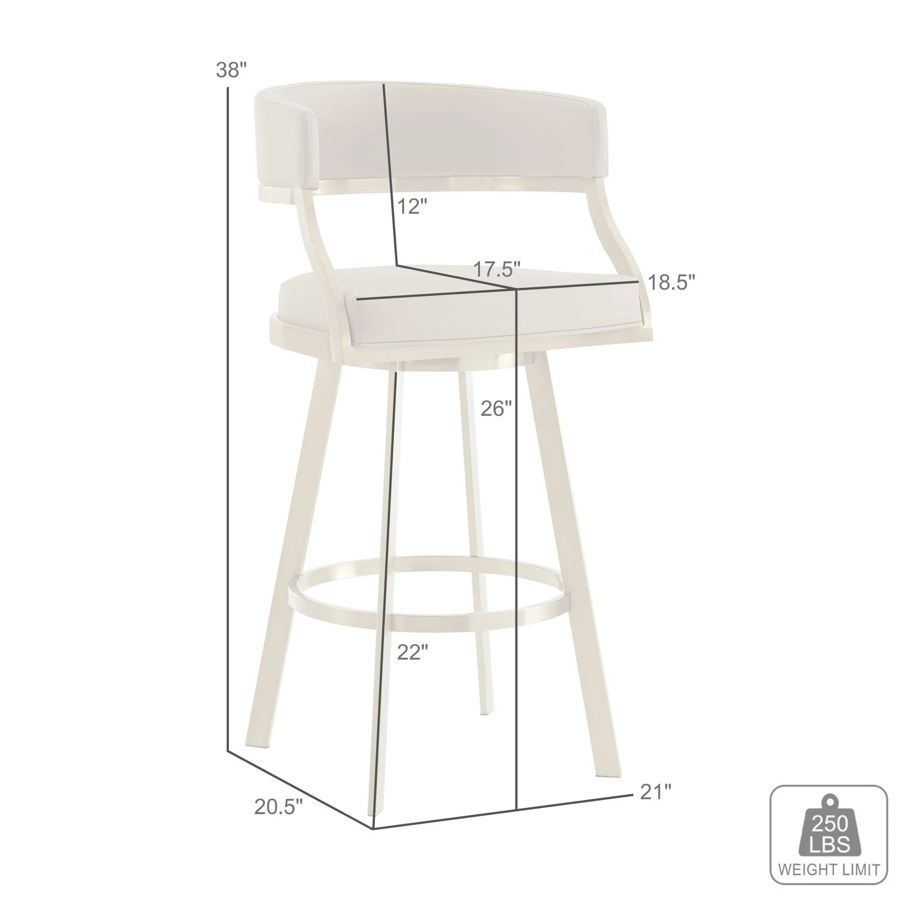 Saturn 26" Swivel Counter Stool with Gold Brushed Stainless Steel and Light Sand Faux Leather - Image 9