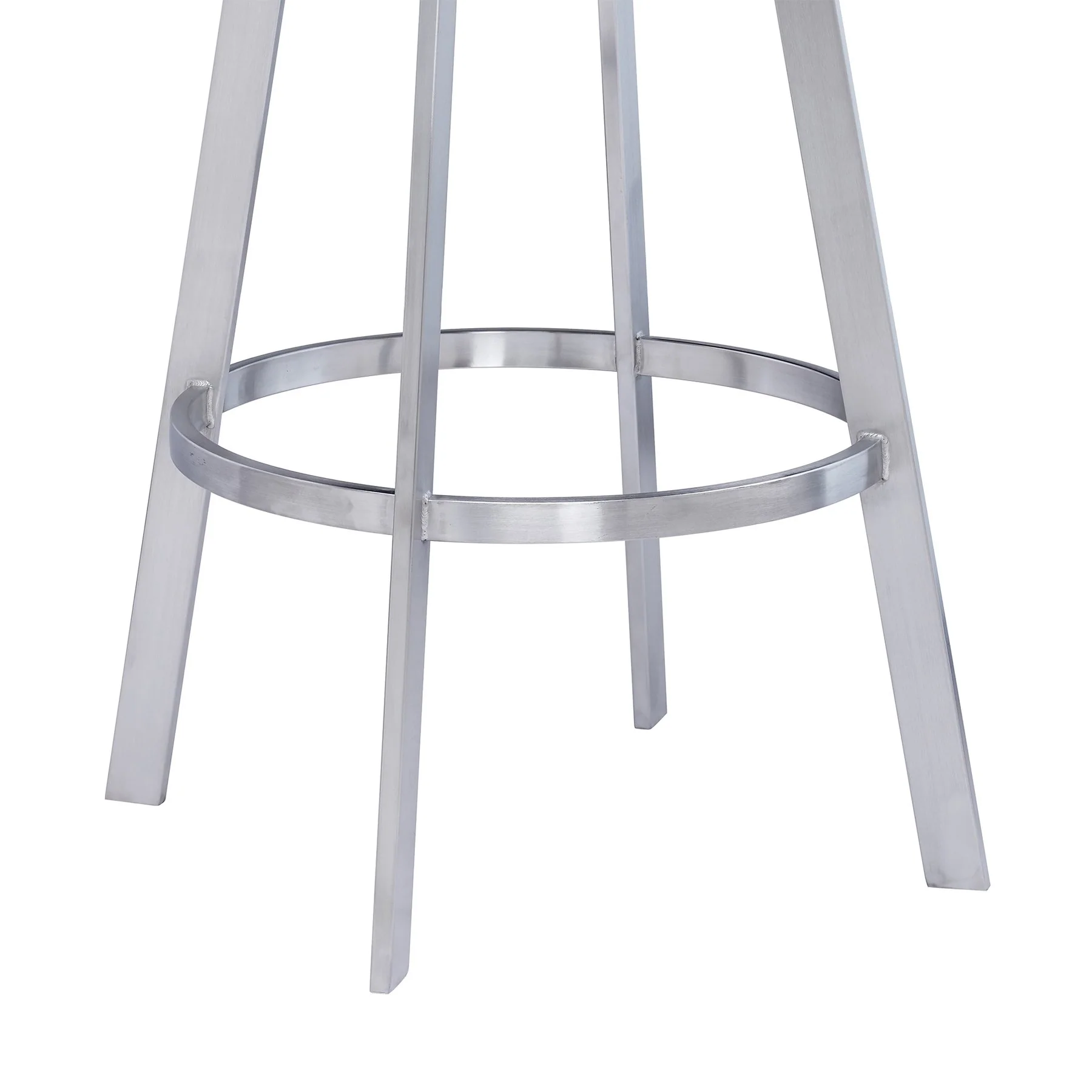 Saturn 30" Bar Height Swivel Black Faux Leather and Brushed Stainless Steel Bar Stool - Image 7