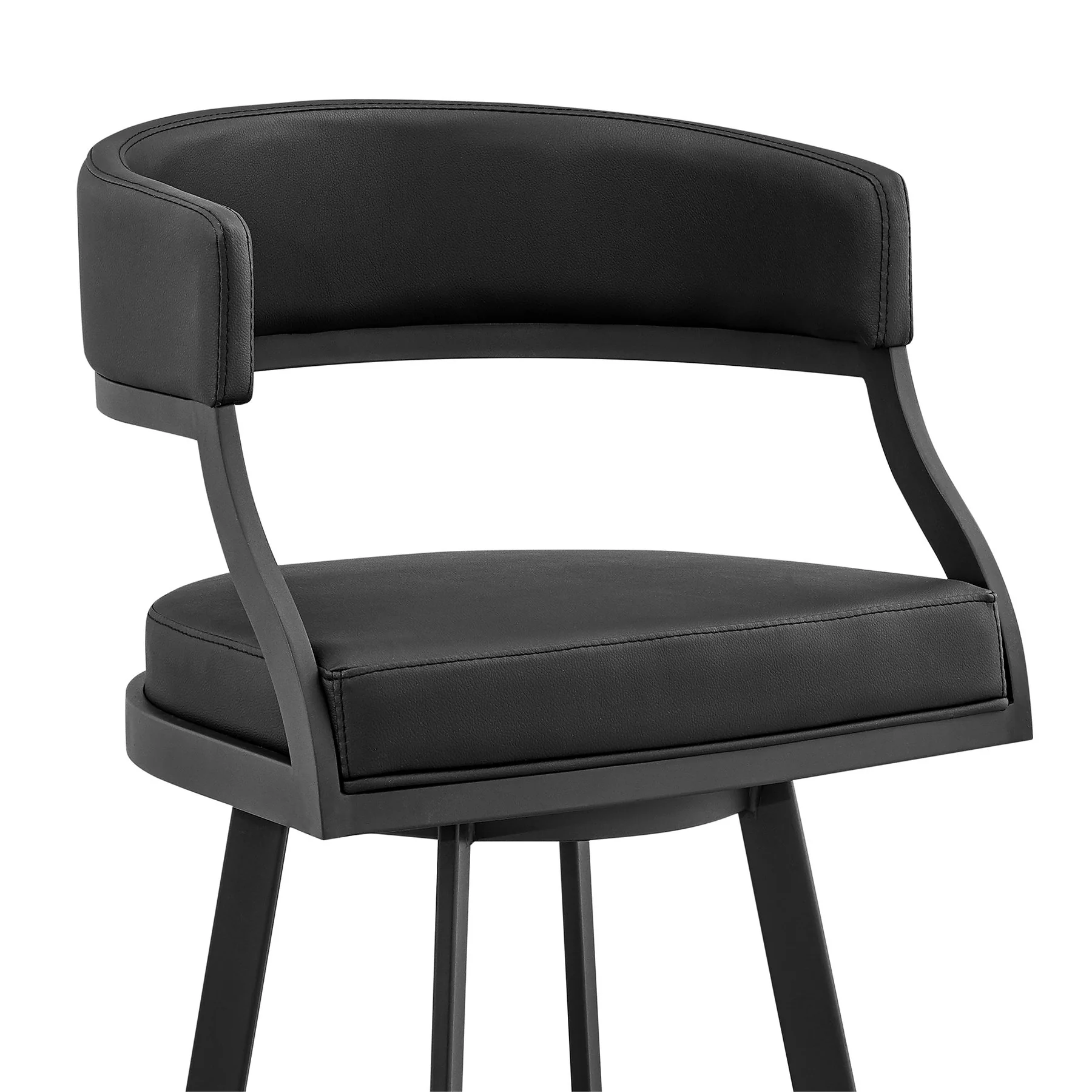 Saturn 30" Bar Height Swivel Black Faux Leather and Metal Bar Stool - Image 6