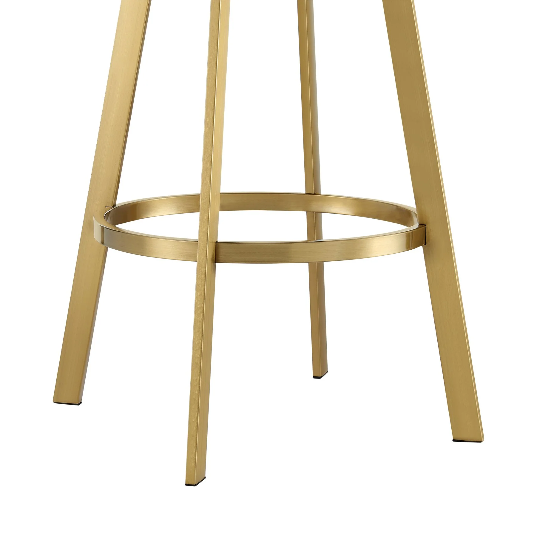 Saturn 30" Swivel Bar Stool with Gold Brushed Stainless Steel and Black Faux Leather - Image 8