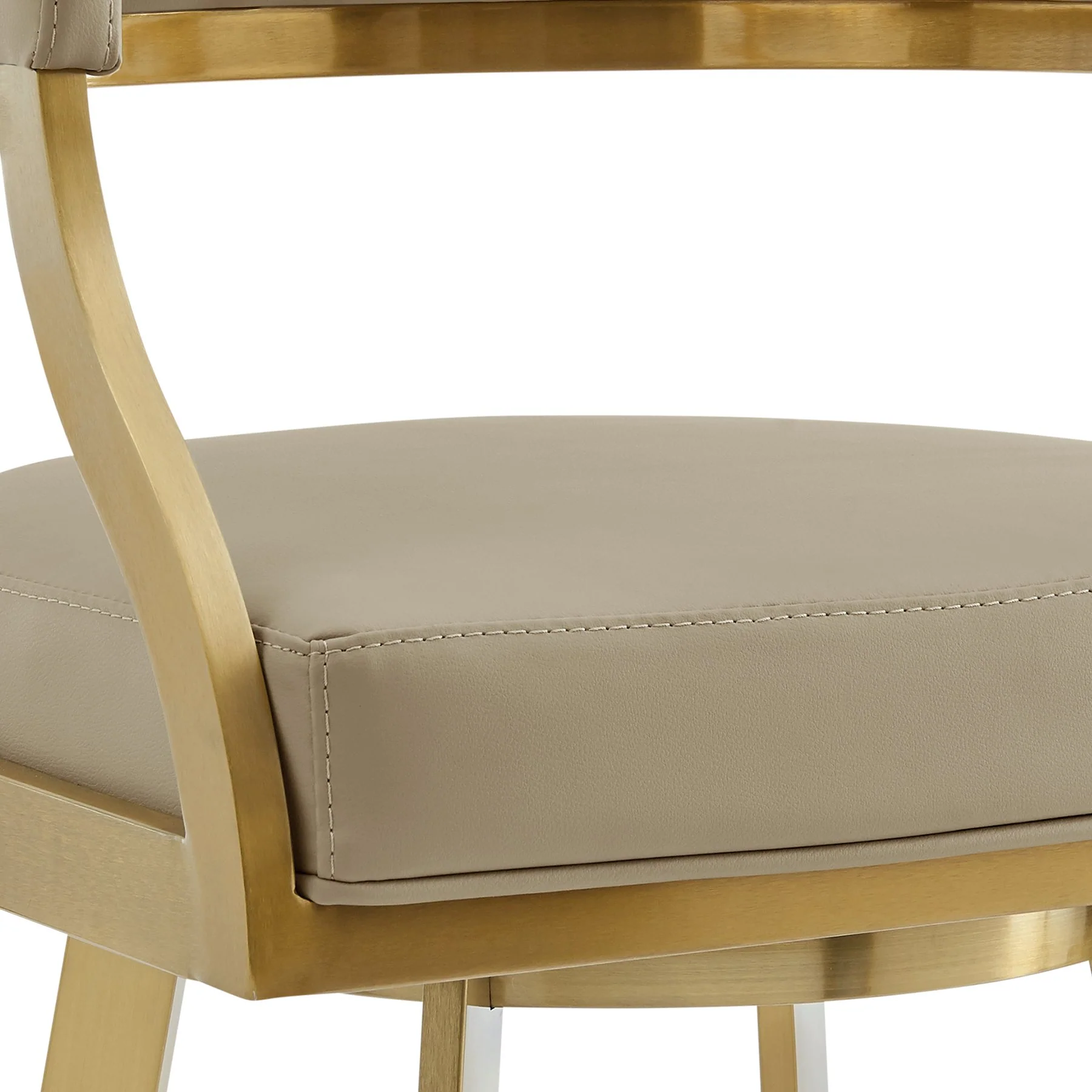 Saturn 30" Swivel Bar Stool with Gold Brushed Stainless Steel and Light Sand Faux Leather - Image 6