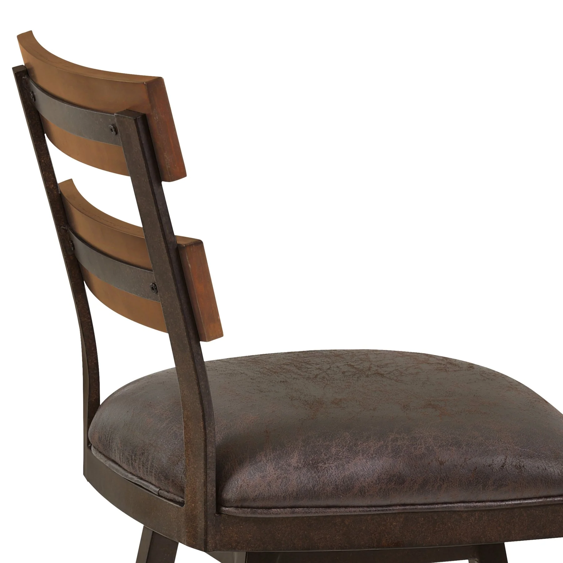 Saugus 26" Counter Height Metal Swivel Barstool in Bandero Espresso Fabric and Auburn Bay Finish with Walnut Wood Back - Image 5