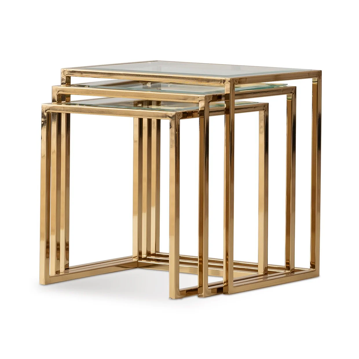 Savannah Breeze Set of 3 Nesting Tables - Bright Gold - Image 3