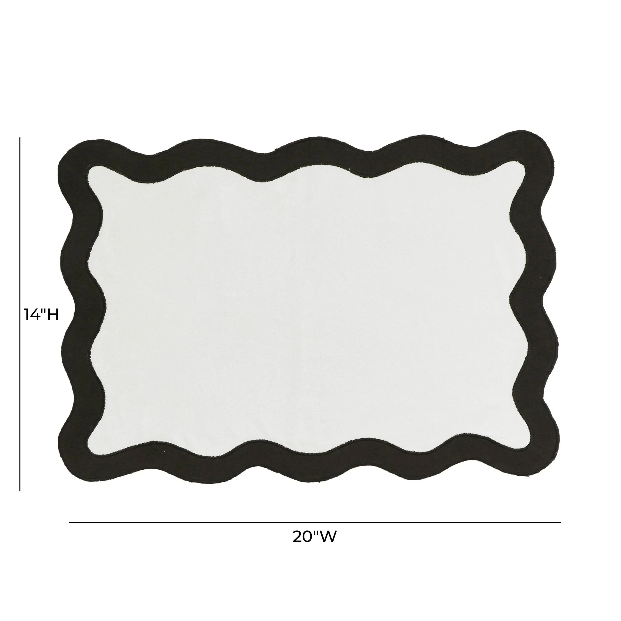 Scalloped Edge Black and White Cotton Placemat - Set of 4 - Image 4