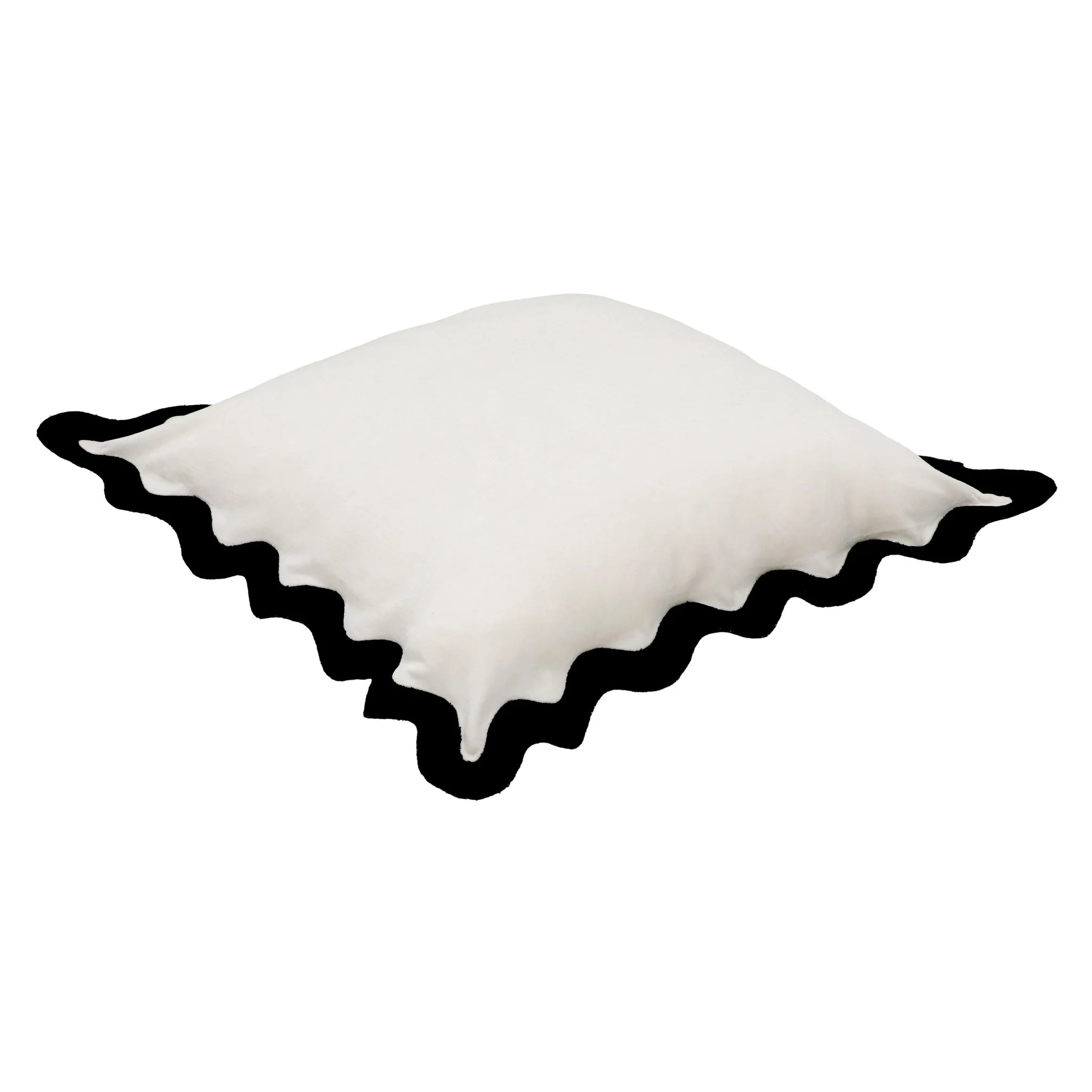 Scalloped Edge Black and White Cotton Velvet Throw Pillow - Image 8
